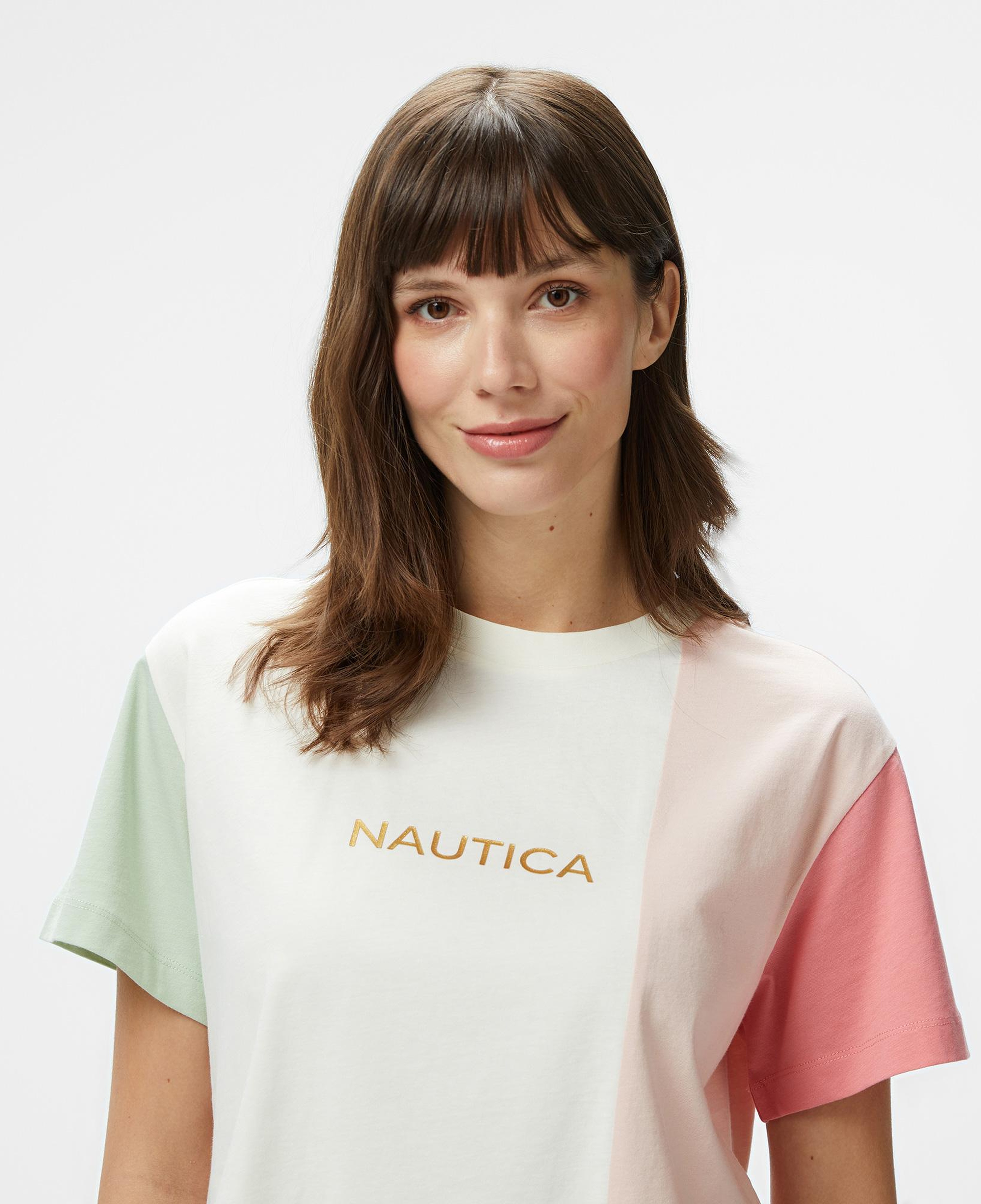 Nautica Kadın Pembe Regular Fit Renk Bloklu T-Shirt