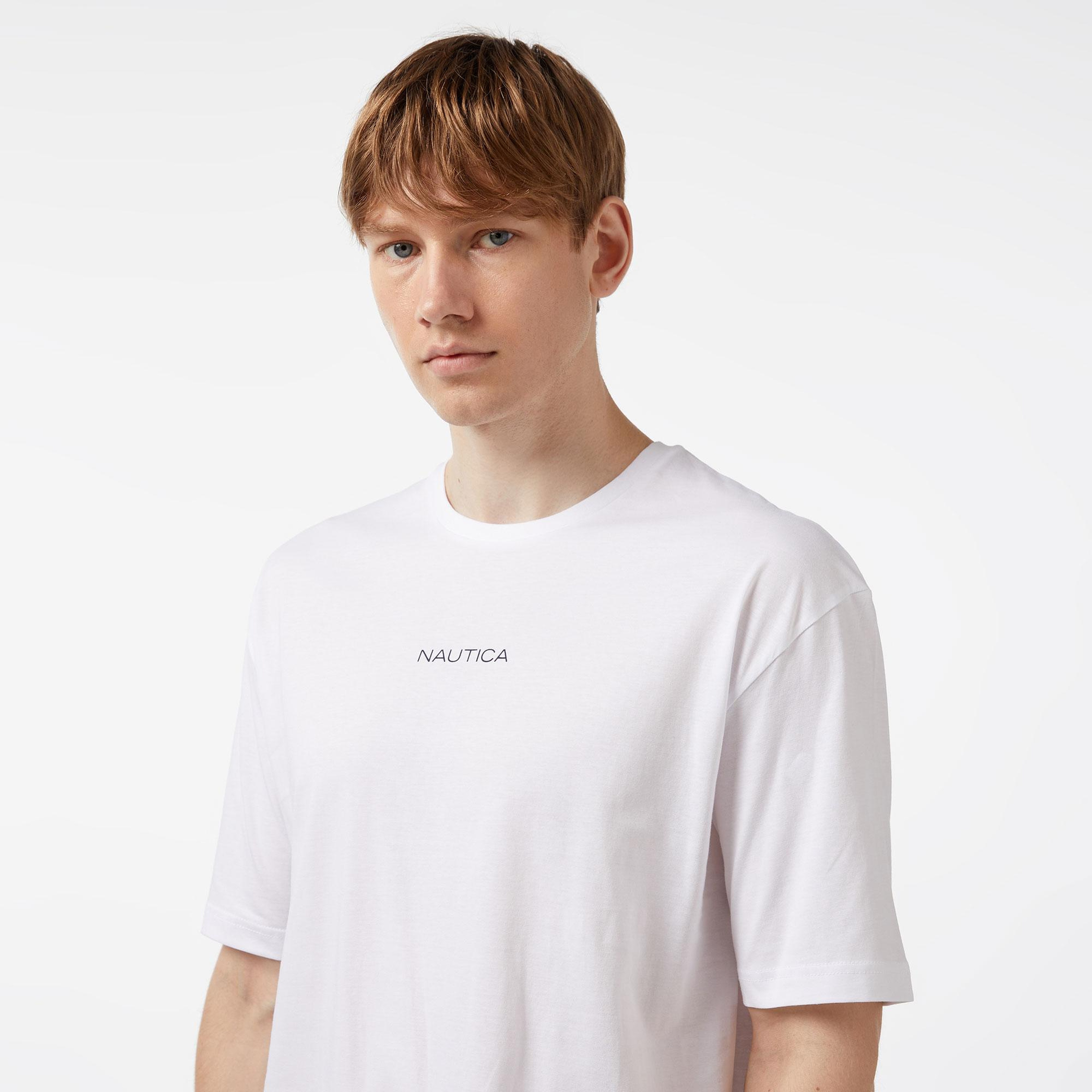 Nautica Erkek Beyaz Oversize T-Shirt