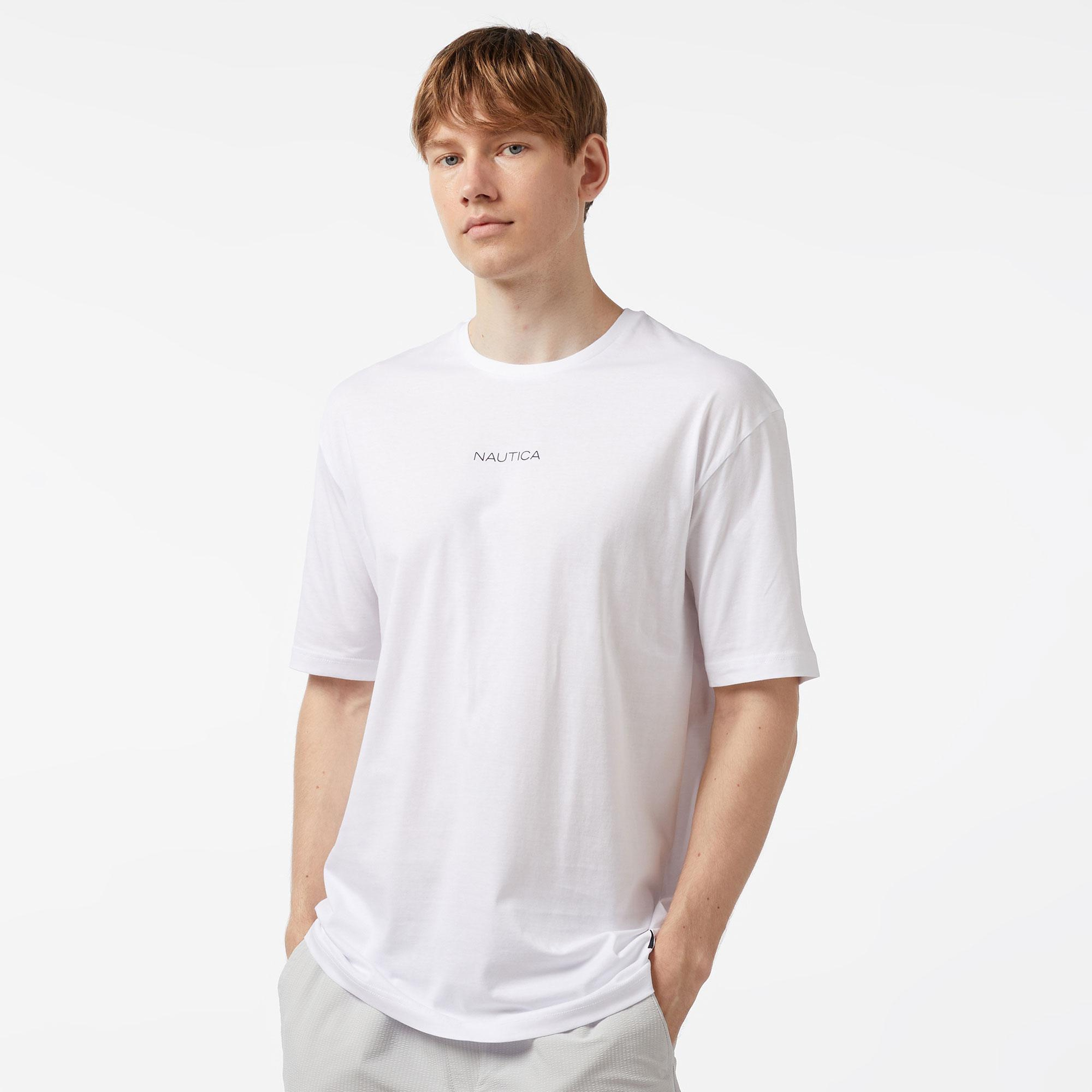 Nautica Erkek Beyaz Oversize T-Shirt