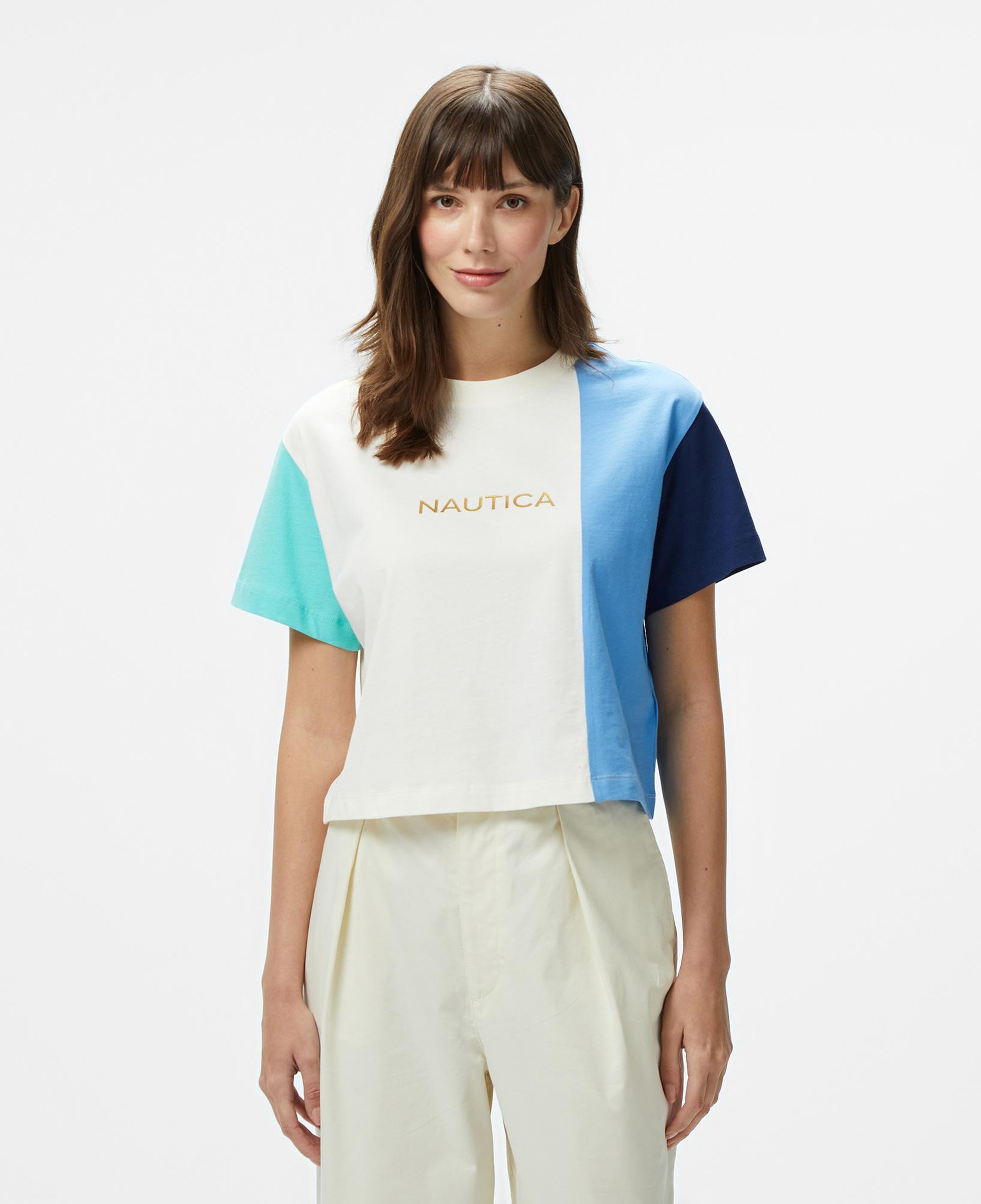 Nautica Kadın Mavi Regular Fit Renk Bloklu T-Shirt