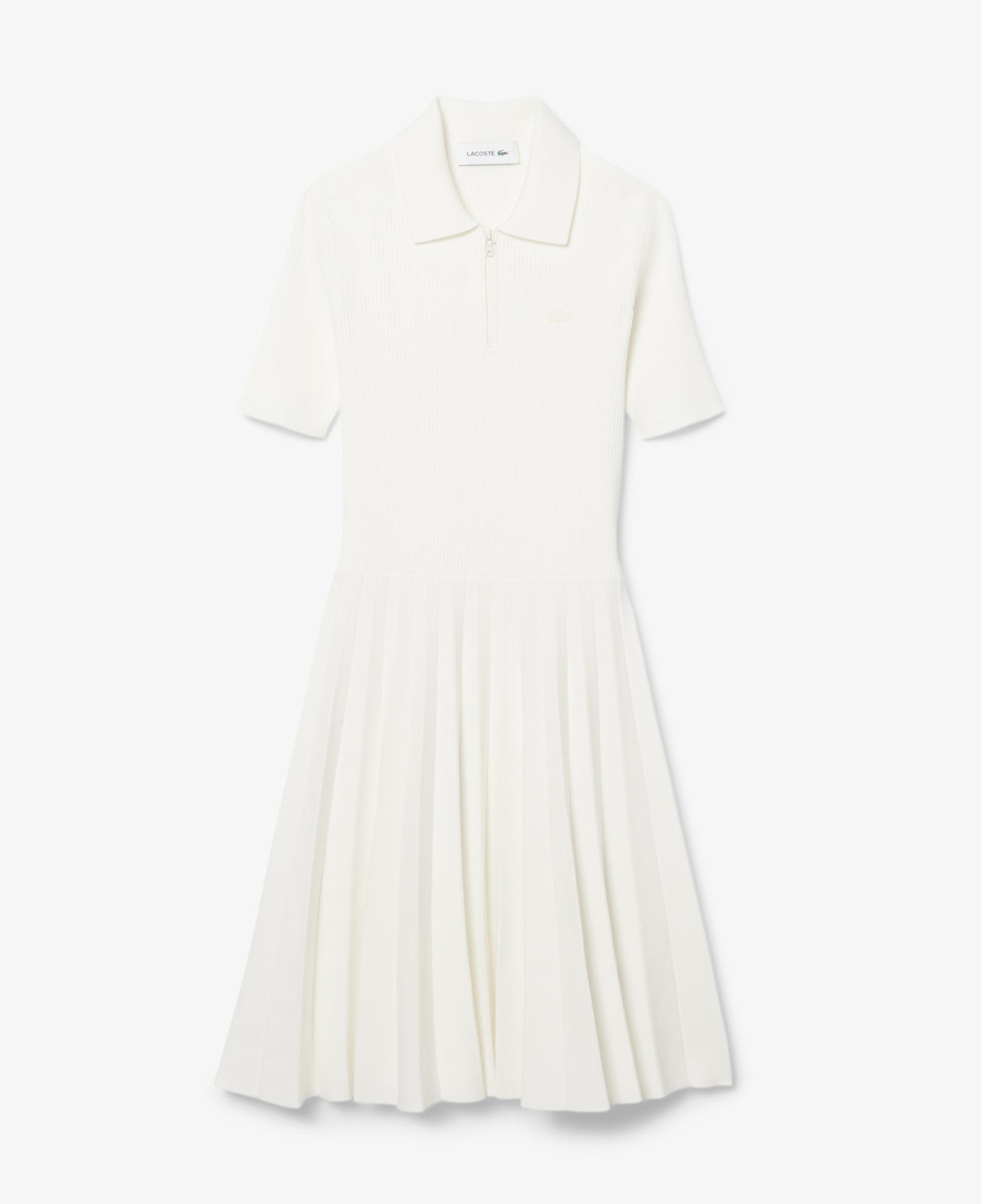 Lacoste Kadın Relaxed Fit Kısa Kollu Polo Yaka Beyaz Elbise