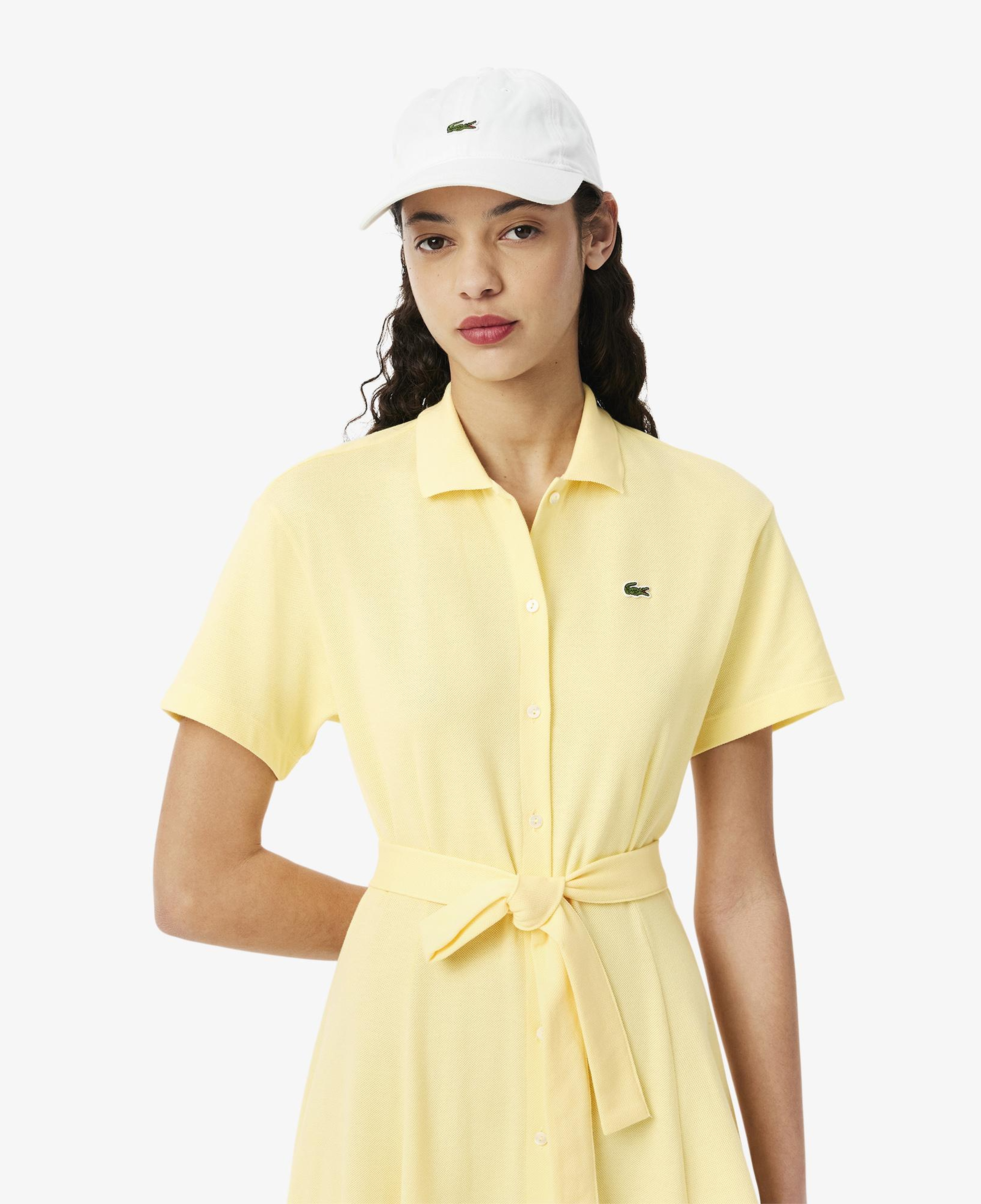 Lacoste Kadın Flare Fit Kısa Kollu Polo Yaka Sarı Elbise