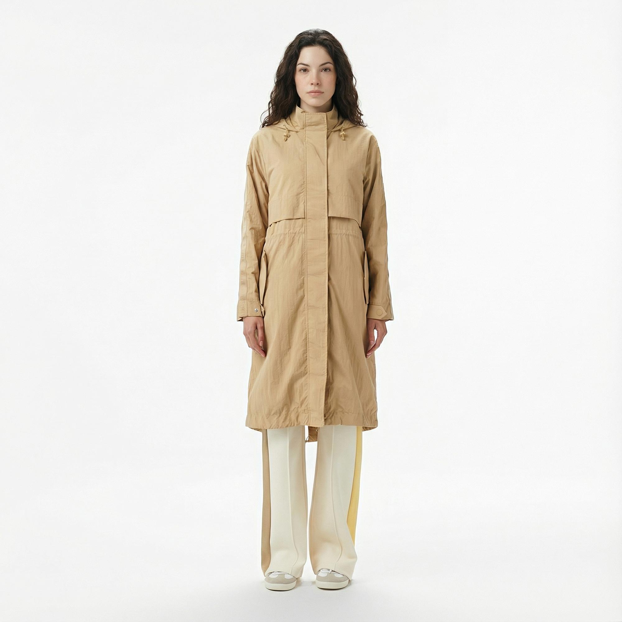 Lacoste Kadın Kapüşonlu Bej Mont