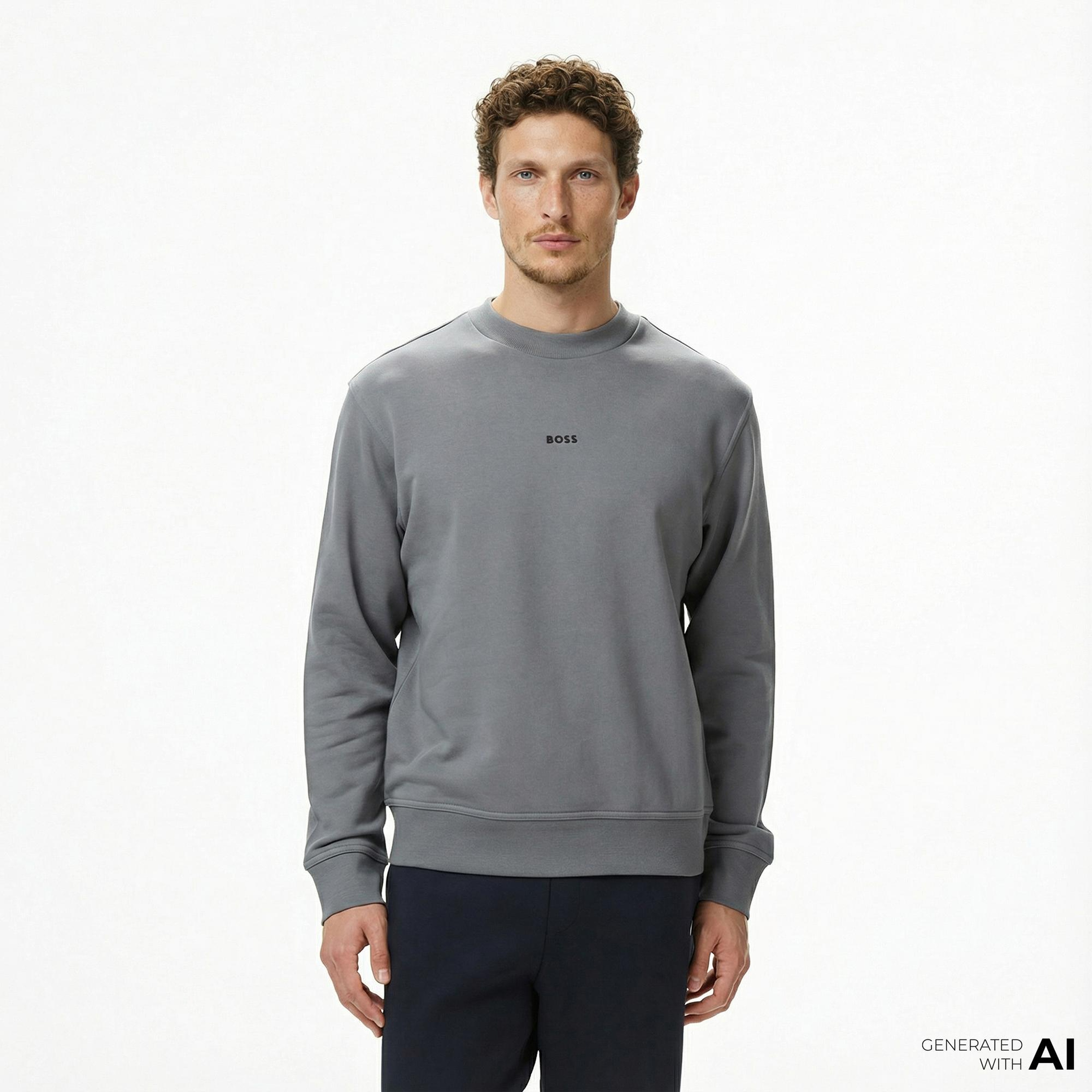 Boss Erkek Gri Sweatshirt