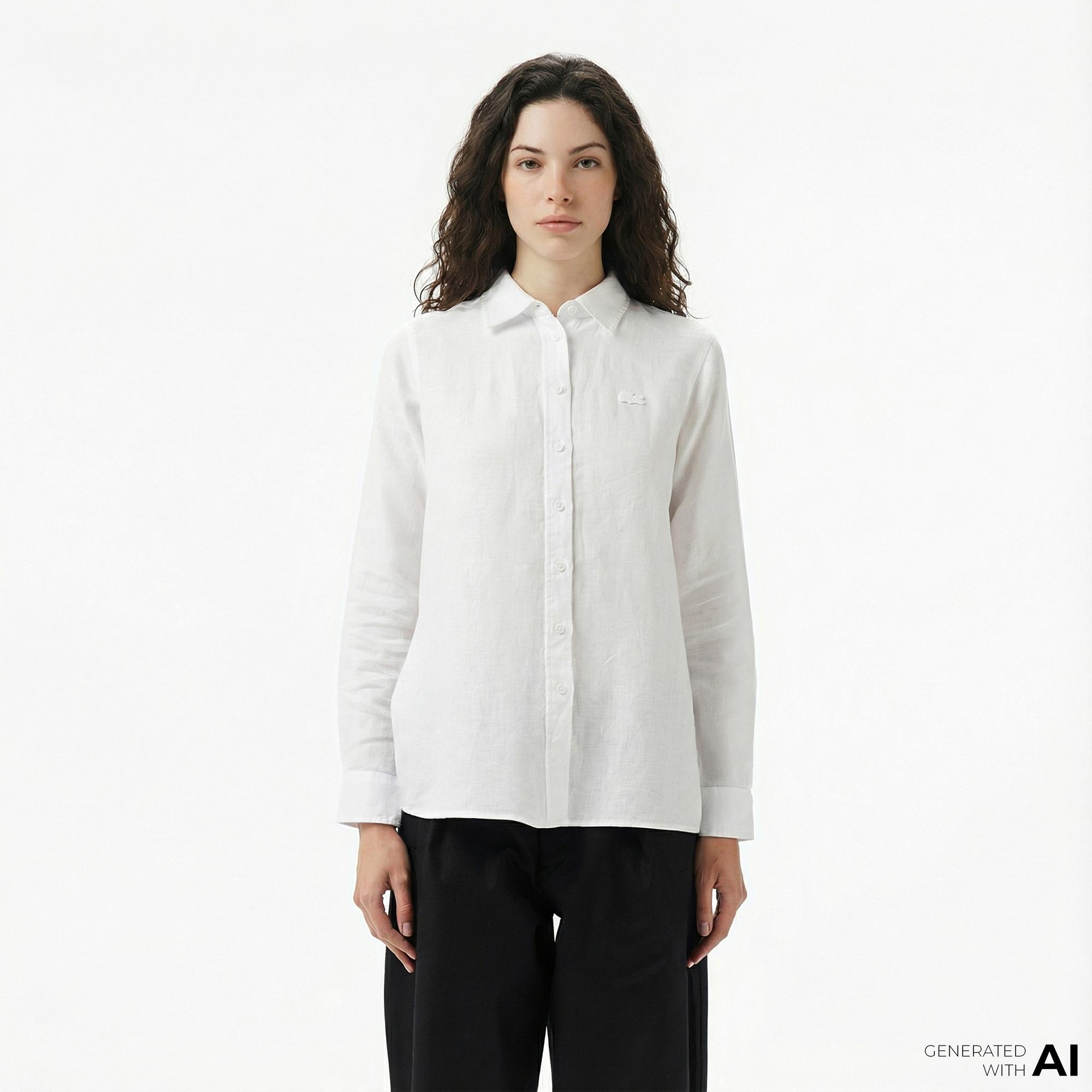 Lacoste Kadın Relaxed Fit Beyaz Gömlek