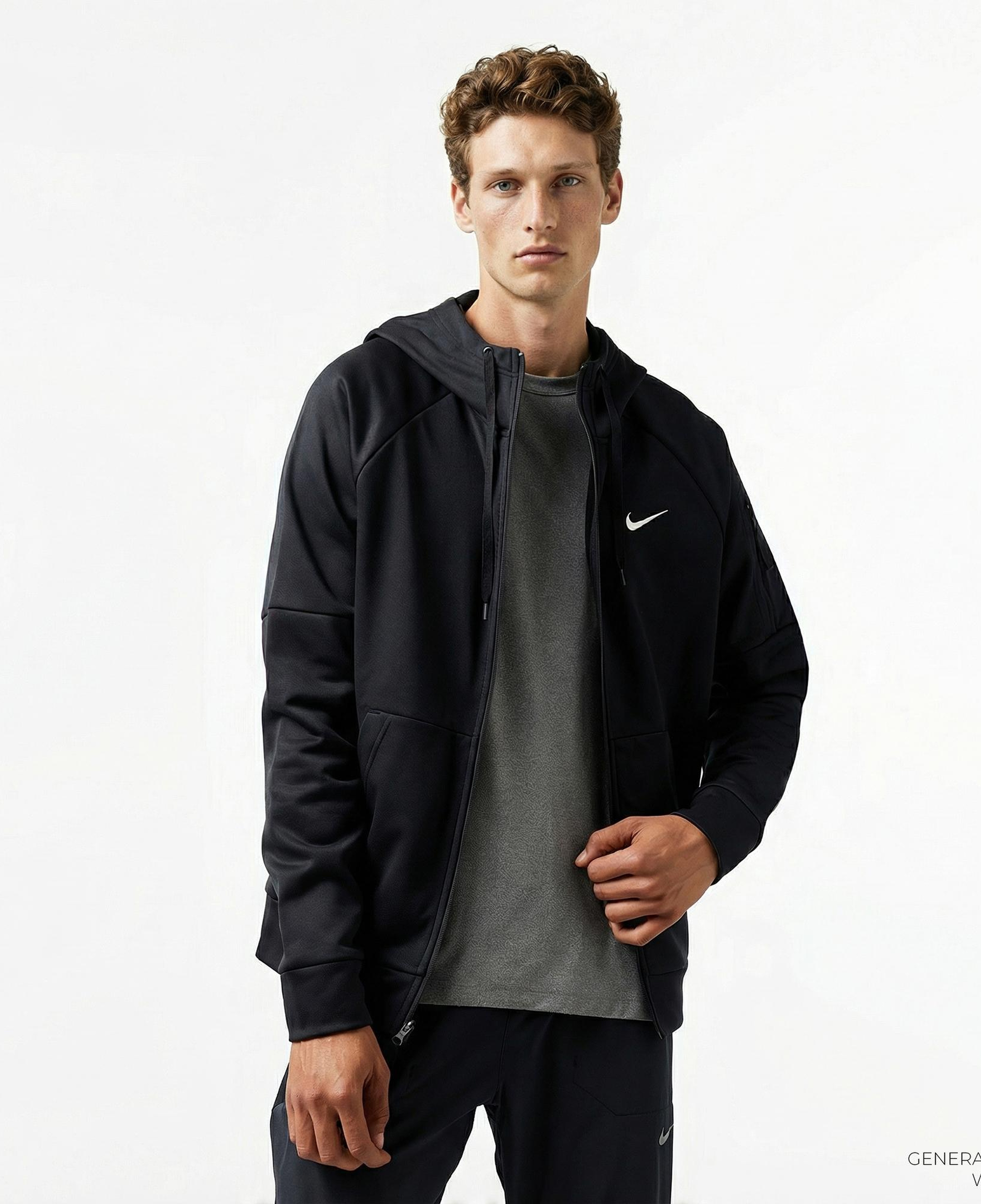 Nike Therma-Fit Full-Zip Erkek Siyah Hoodie