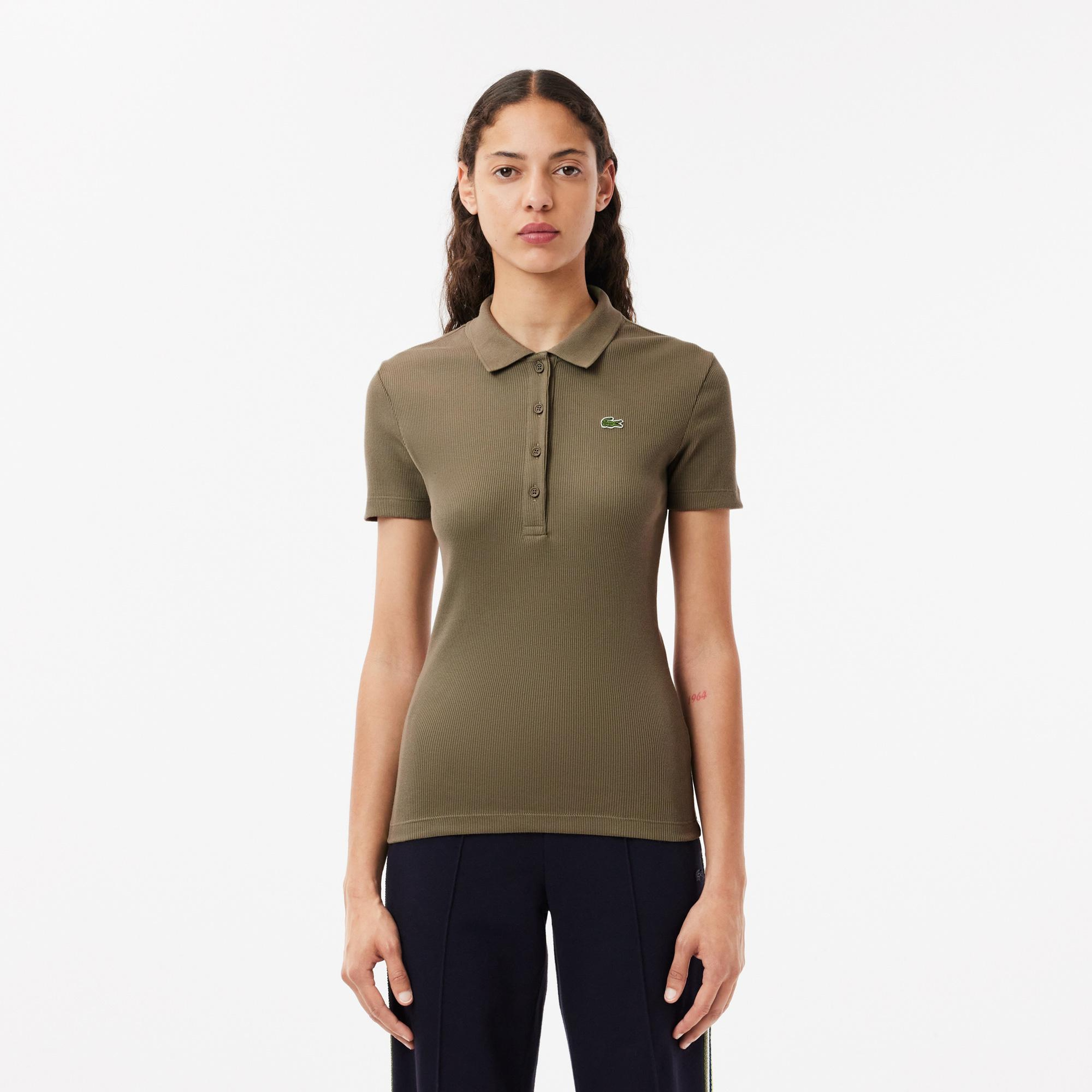 Lacoste L.12.D Kadın Slim Fit Haki Polo