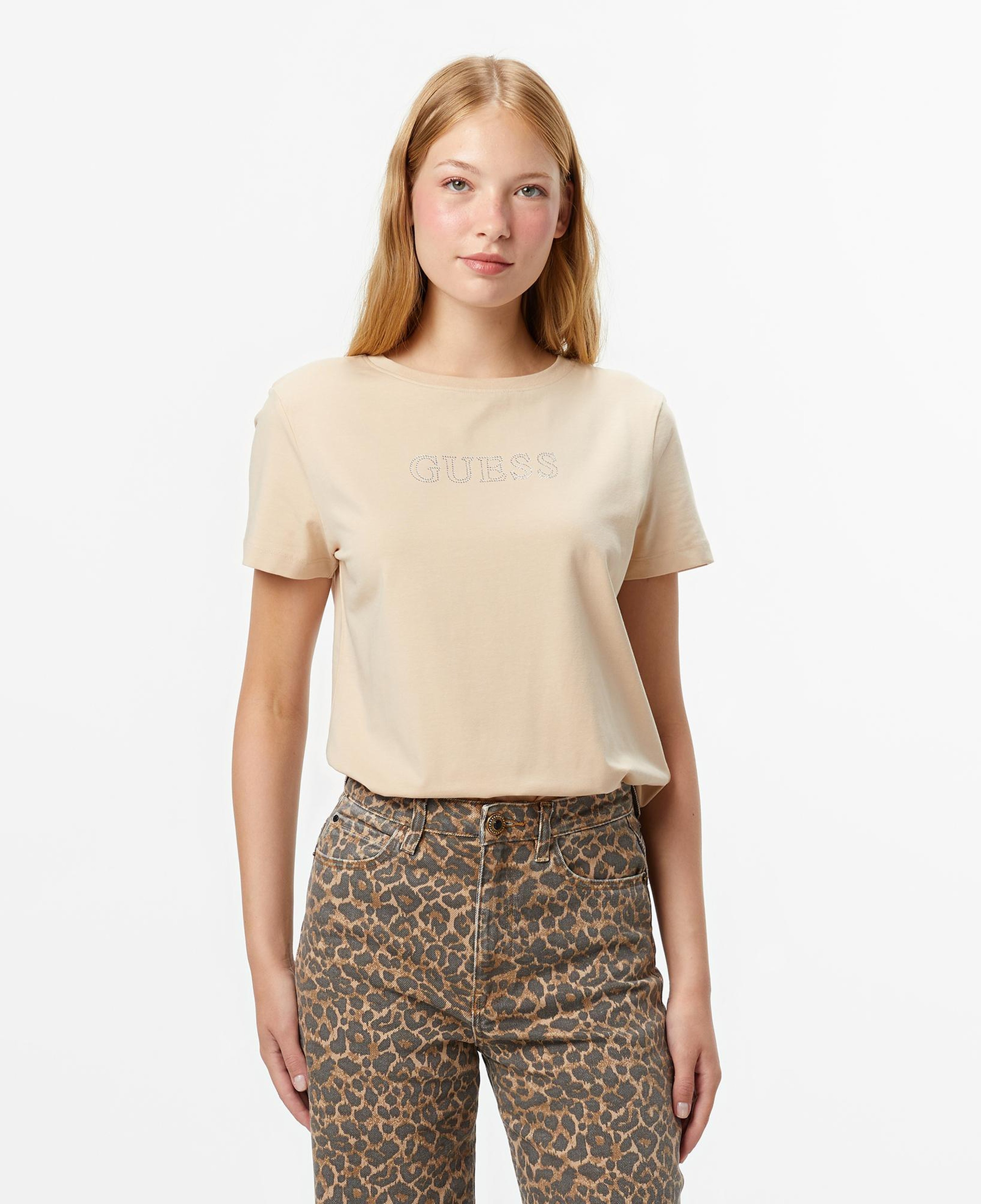 Guess Briana Regular Fit Kadın Bej T-Shirt