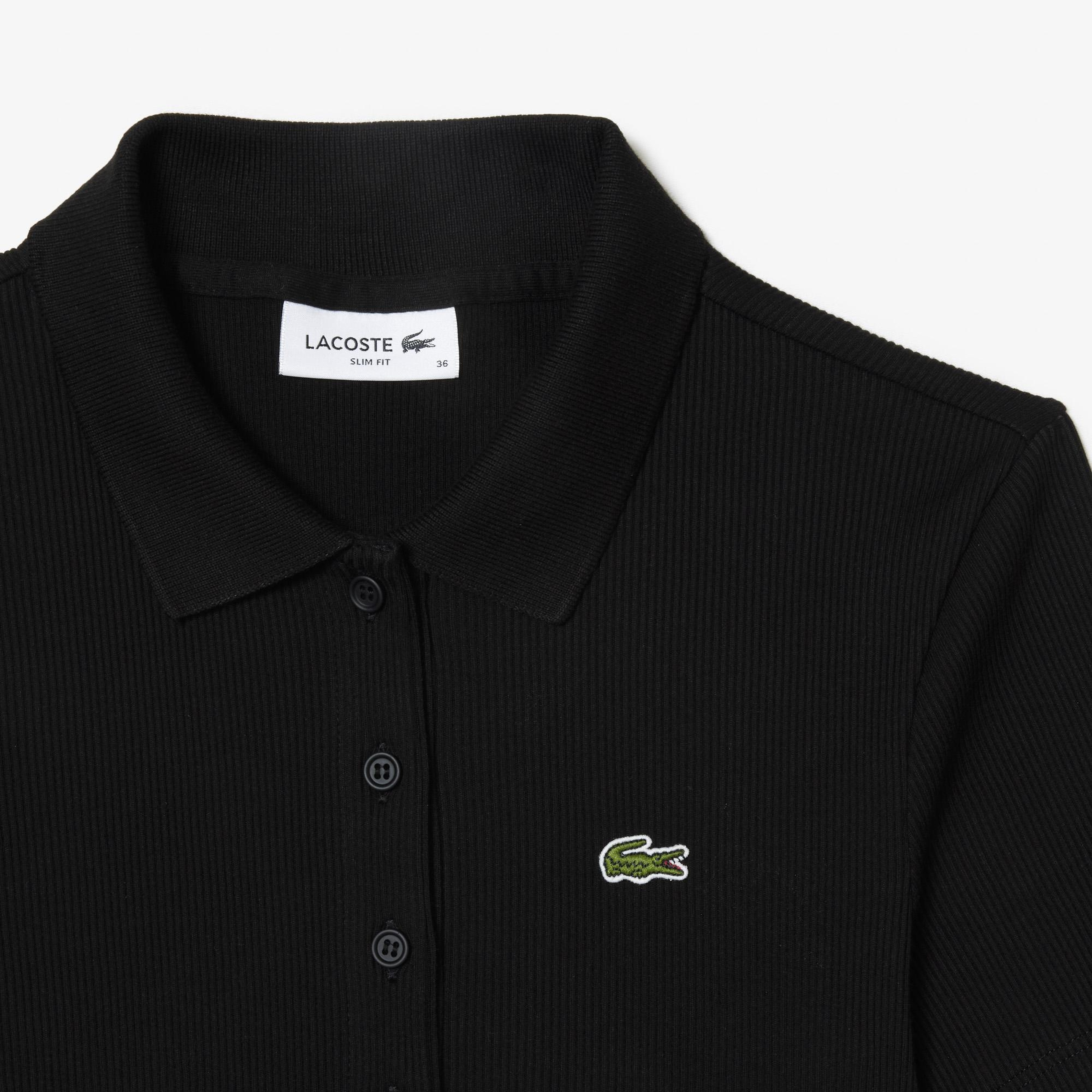 Lacoste L.12.D Kadın Slim Fit Siyah Polo