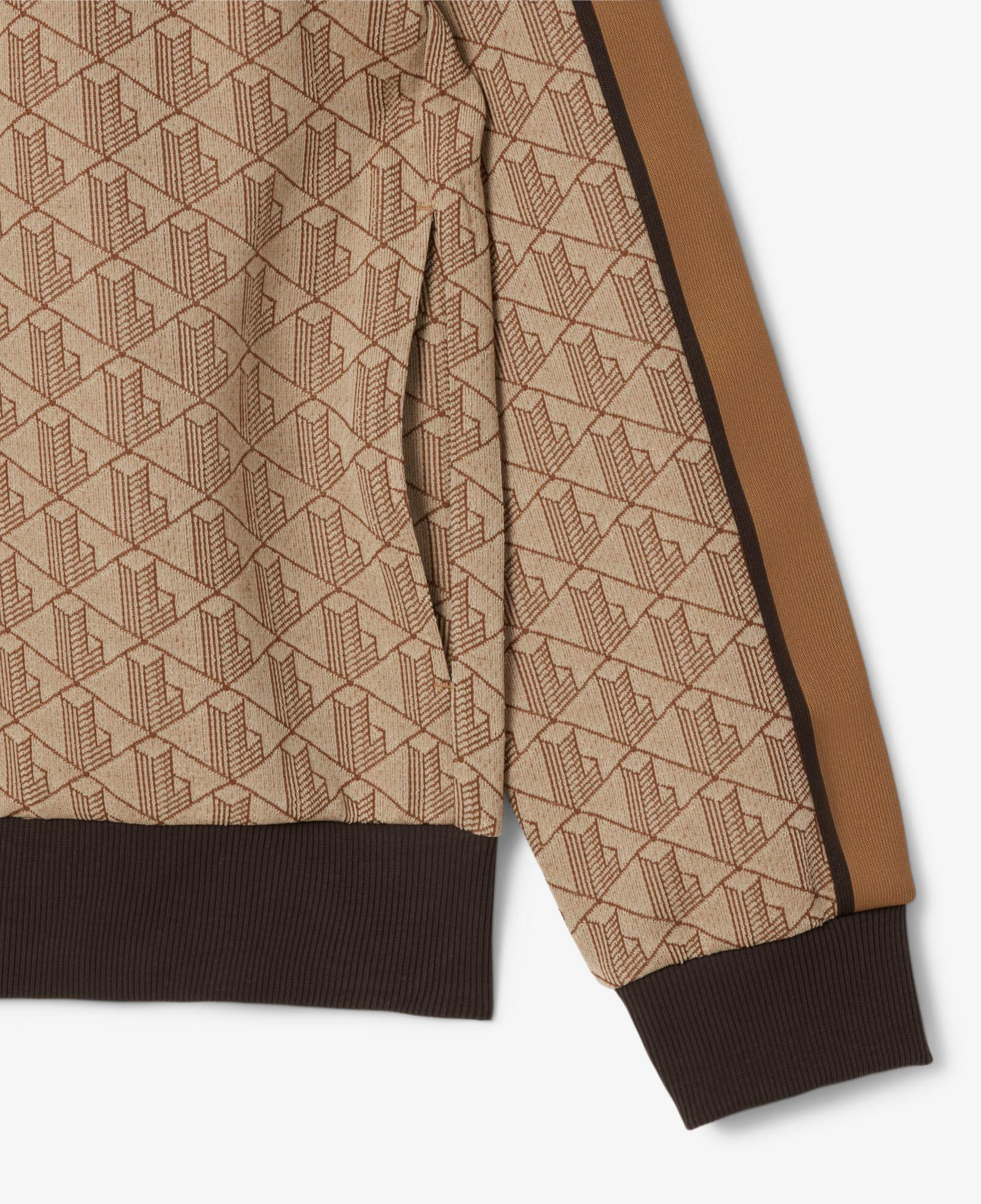 Lacoste Erkek Regular Fit Fermuarlı Monogram Kahverengi Sweatshirt