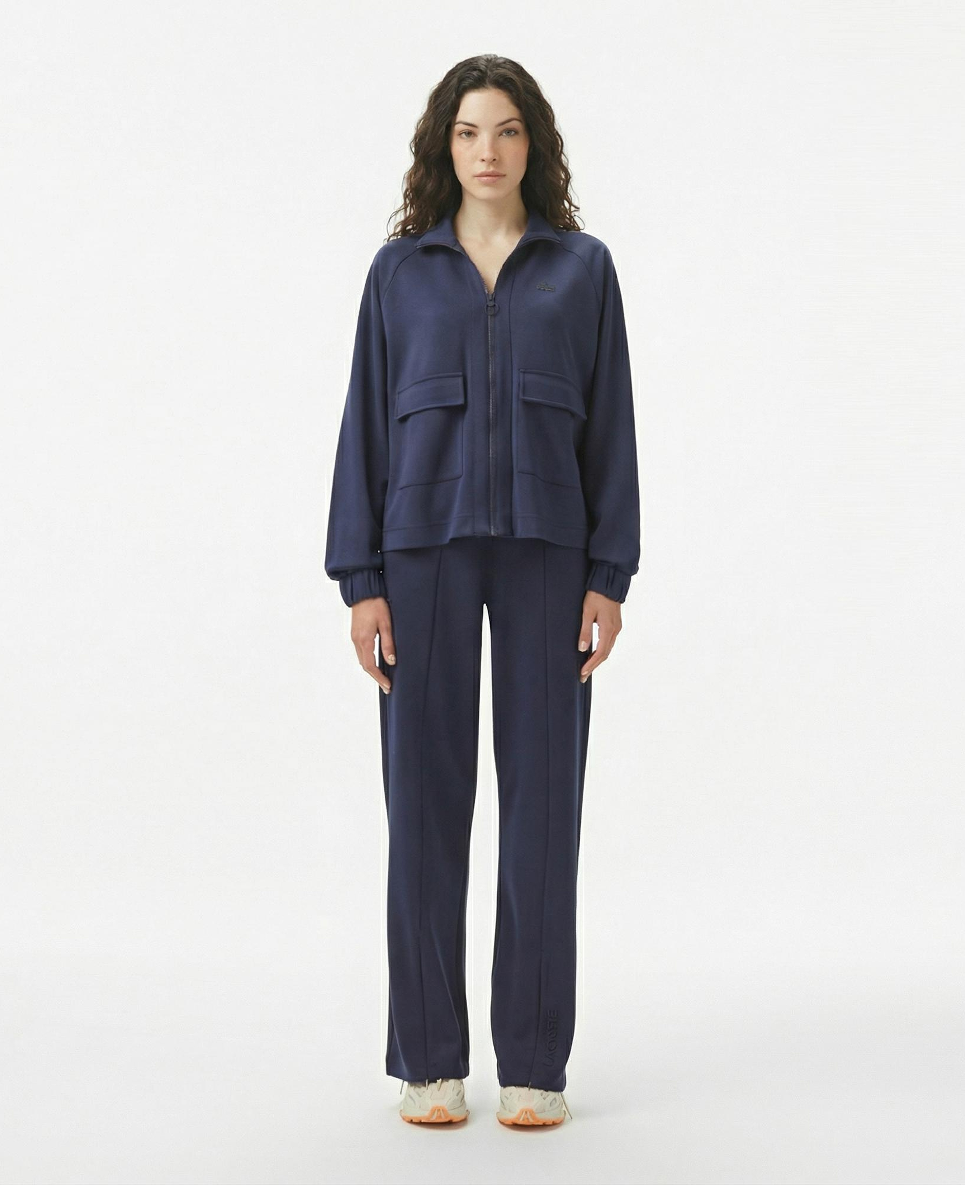 Lacoste Kadın Loose Fit Fermuarlı Lacivert Sweatshirt