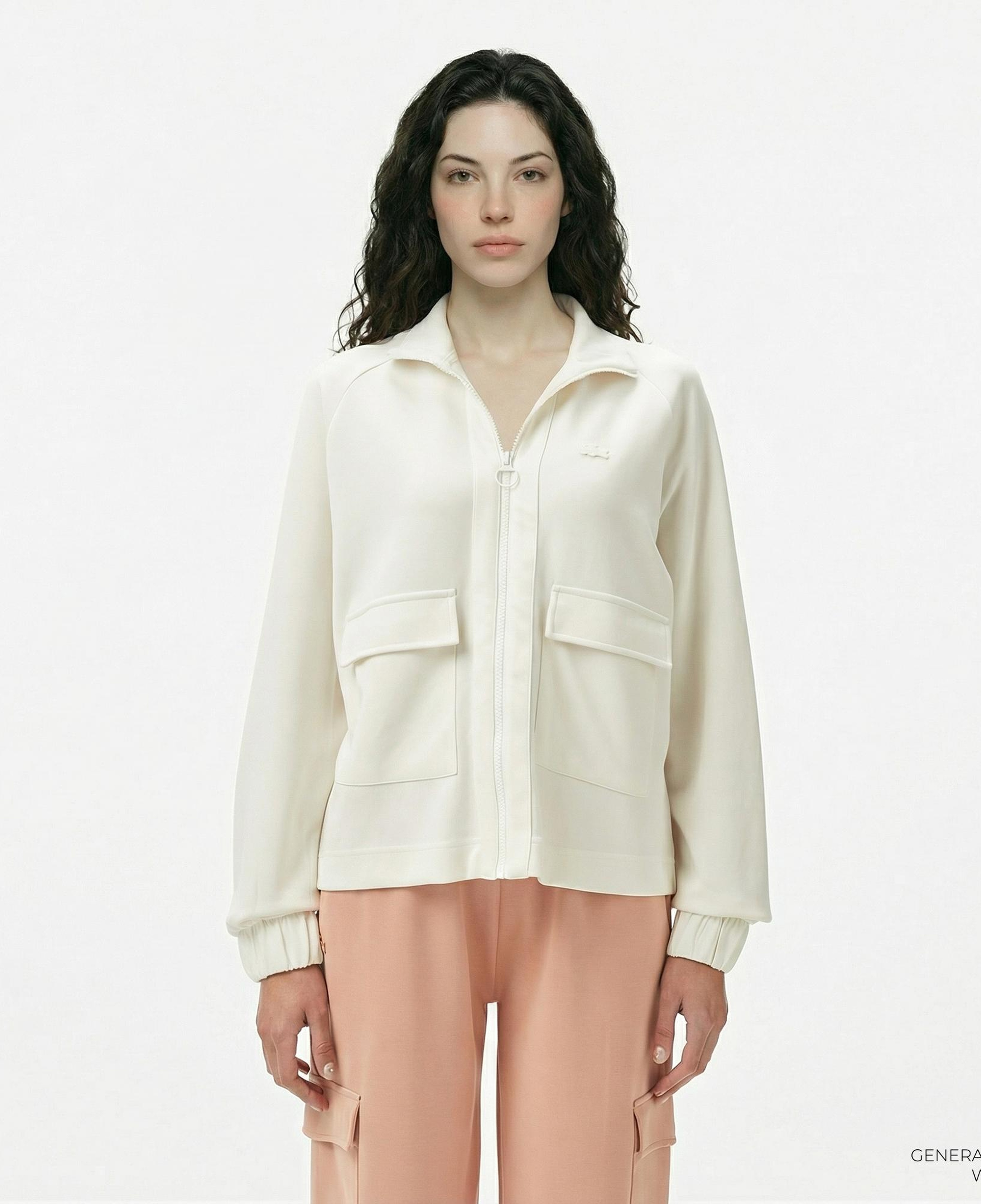 Lacoste Kadın Loose Fit Fermuarlı Beyaz Sweatshirt