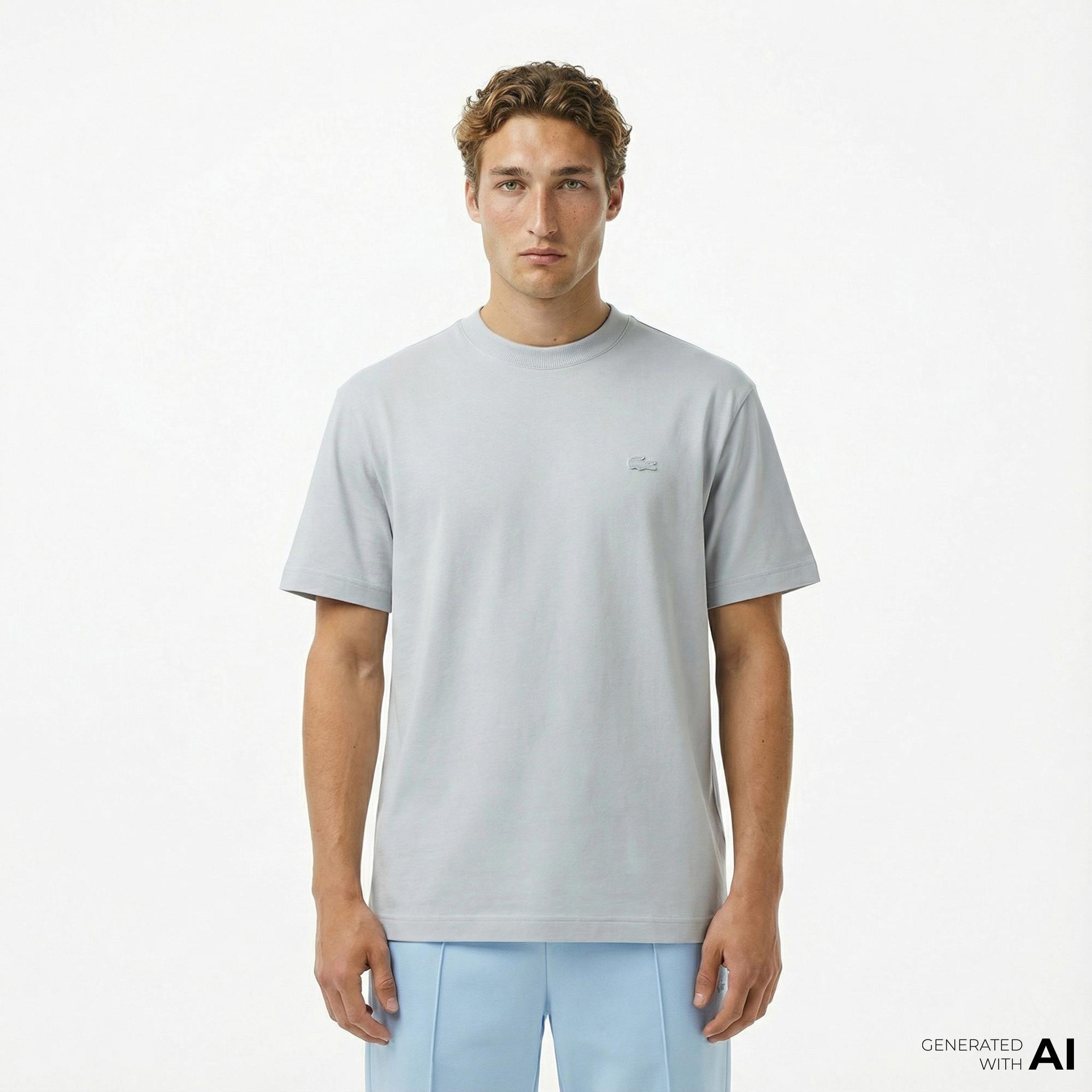Lacoste Erkek Relaxed Fit Bisiklet Yaka Gri T-Shirt