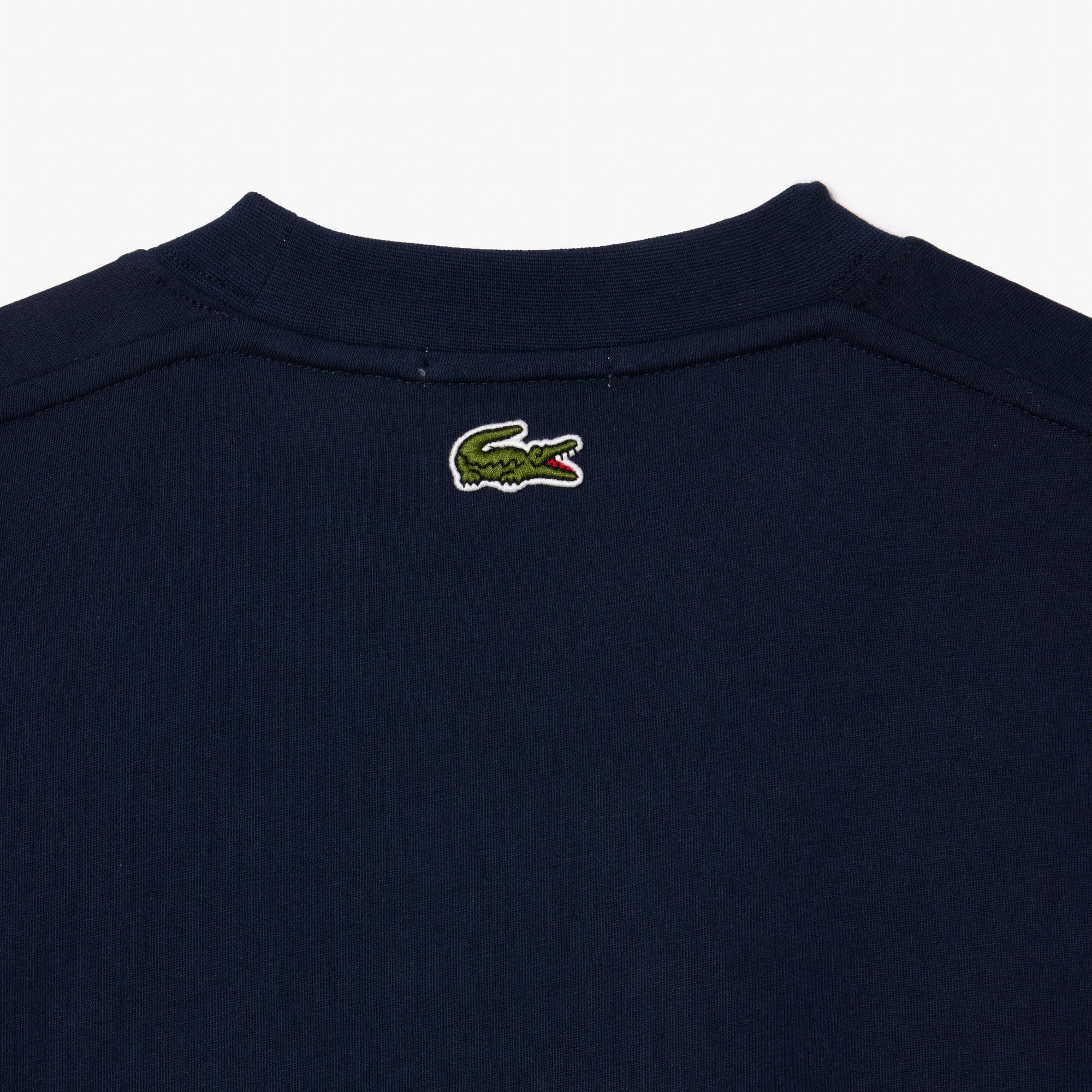 Lacoste Unisex Classic Fit Bisiklet Yaka Baskılı Lacivert T-Shirt