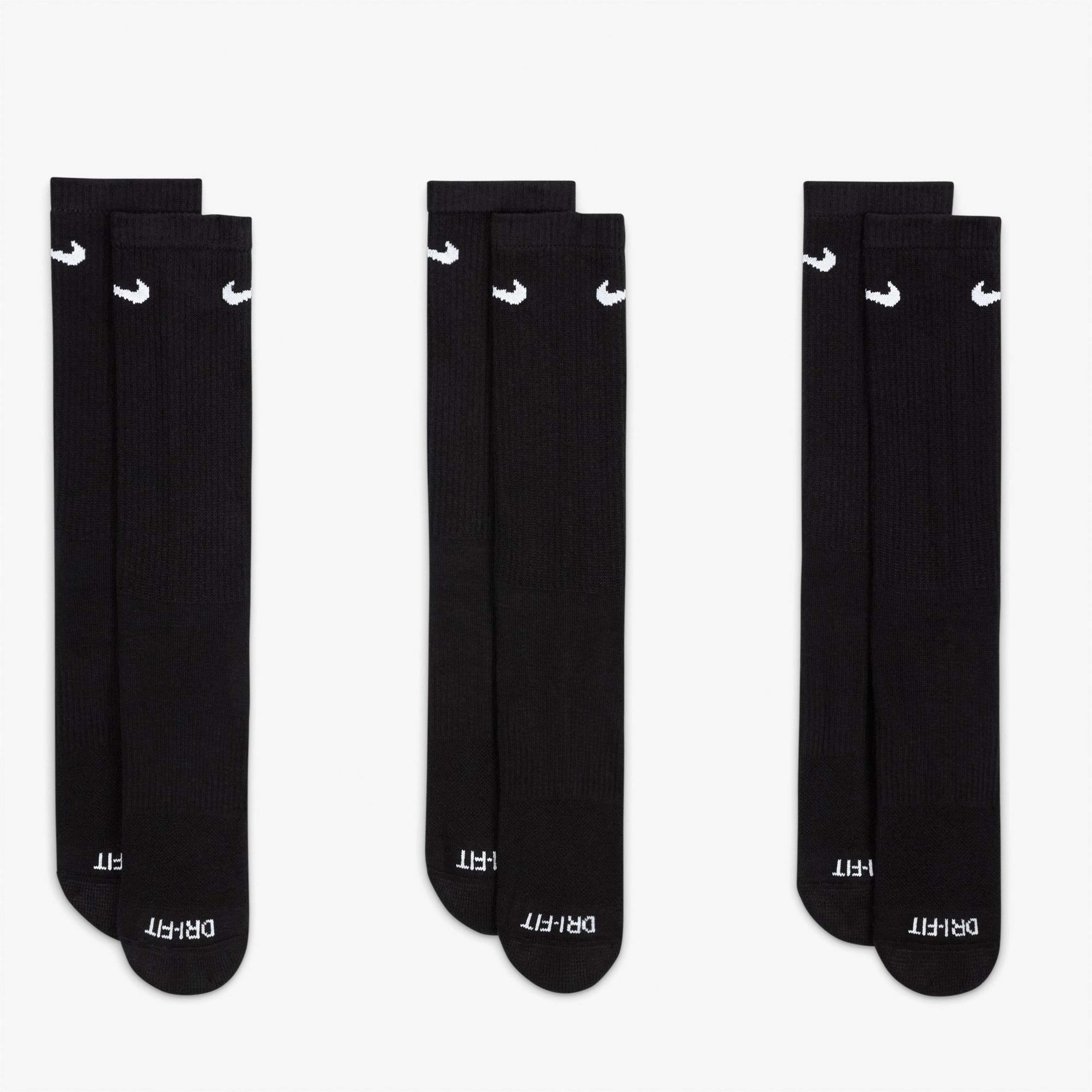 Nike Everyday Plus Cushioned 3'lü Unisex Siyah Çorap