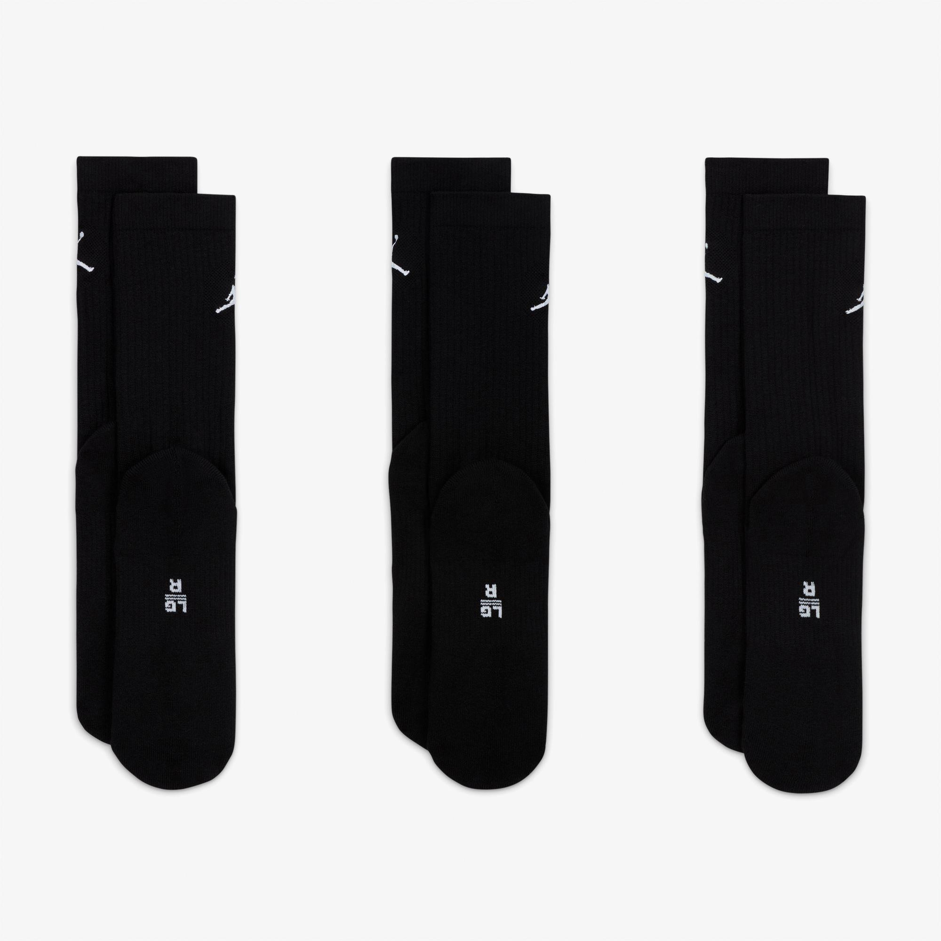 Jordan Cush Poly 3' lü Unisex Siyah Çorap