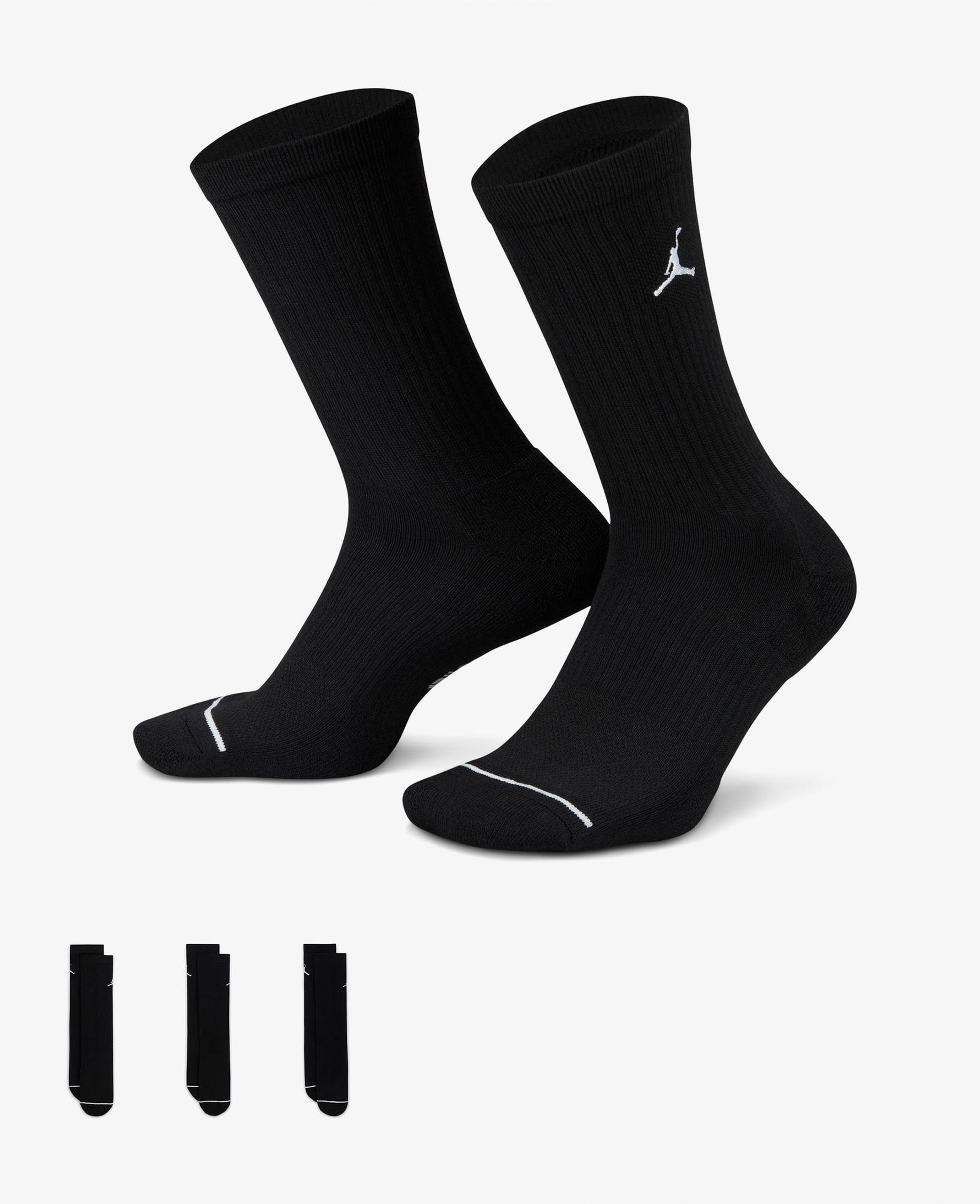 Jordan Cush Poly 3' lü Unisex Siyah Çorap