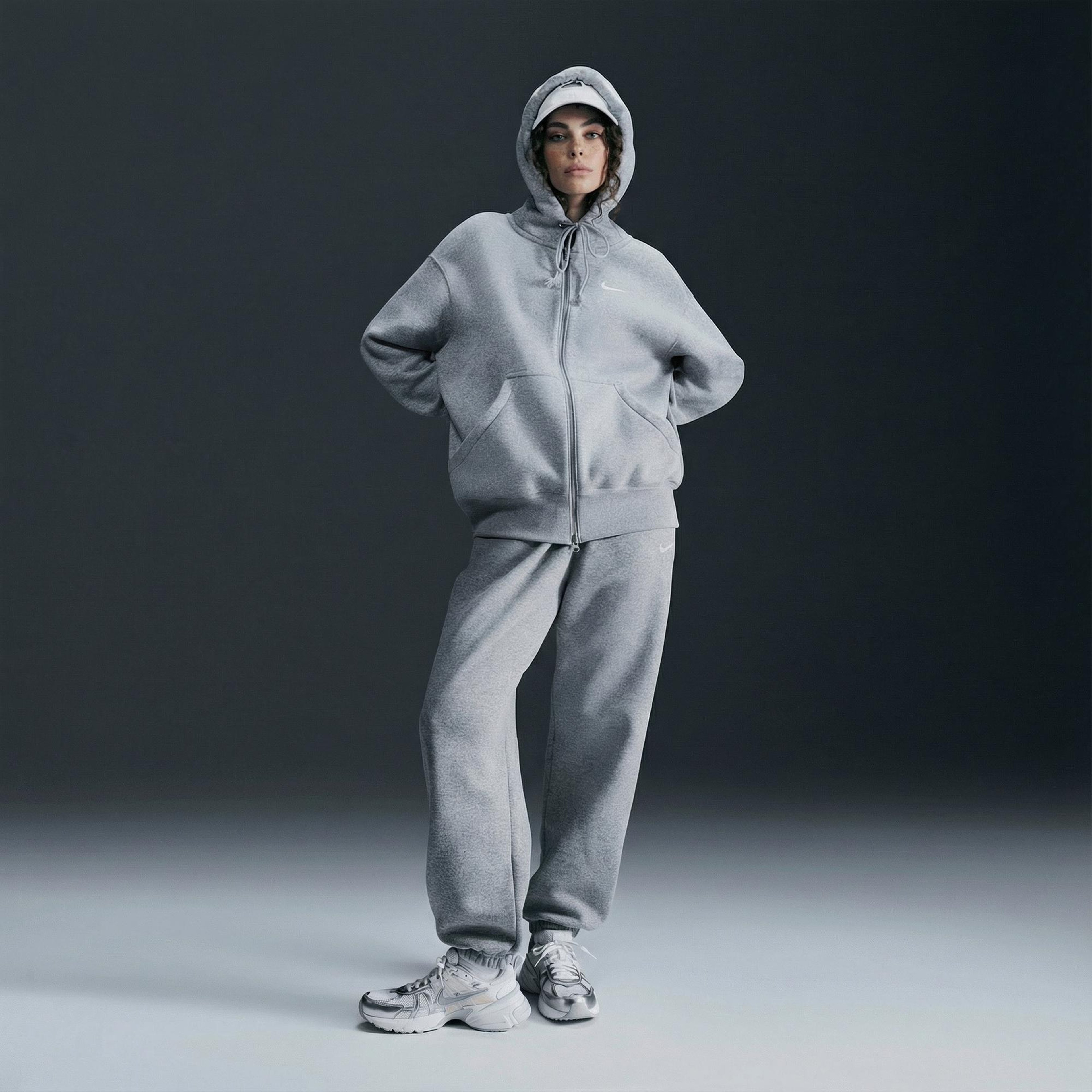 Nike Sportswear Phoenix Fleece Oversize Kadın Gri Hoodie