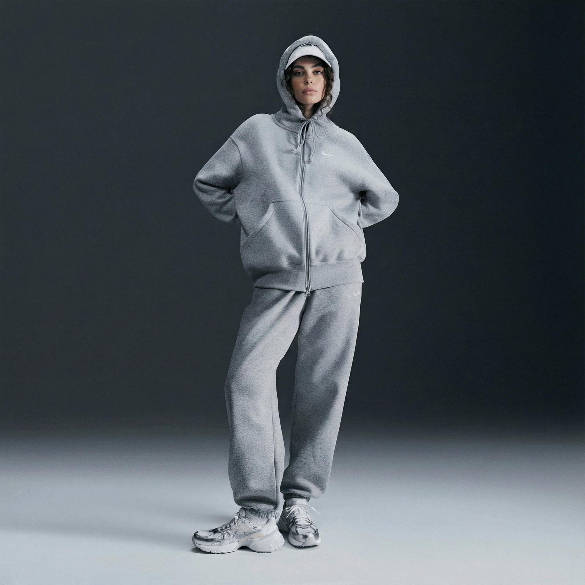 Nike Sportswear Phoenix Fleece Oversize Kadın Gri Hoodie