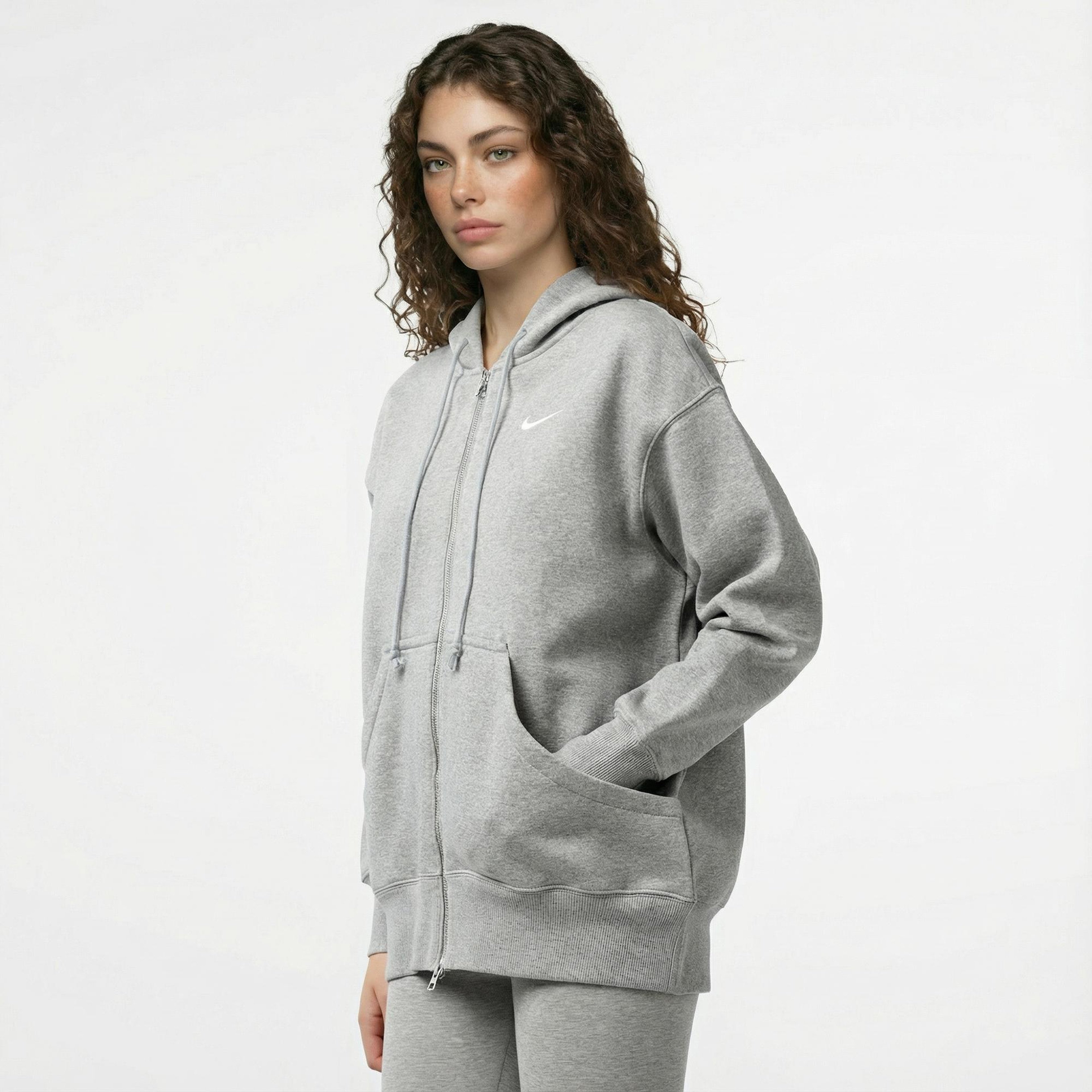 Nike Sportswear Phoenix Fleece Oversize Kadın Gri Hoodie