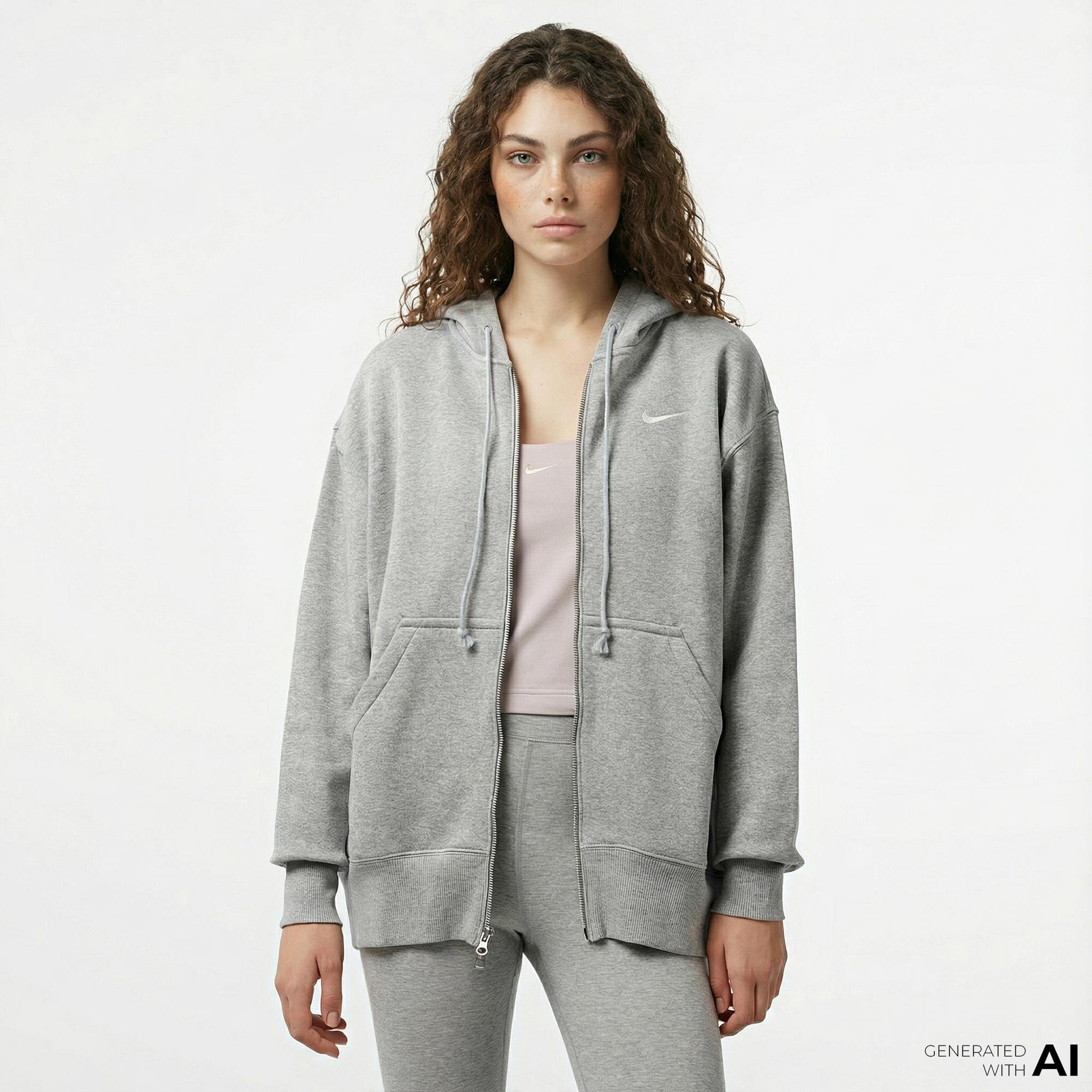 Nike Sportswear Phoenix Fleece Oversize Kadın Gri Hoodie