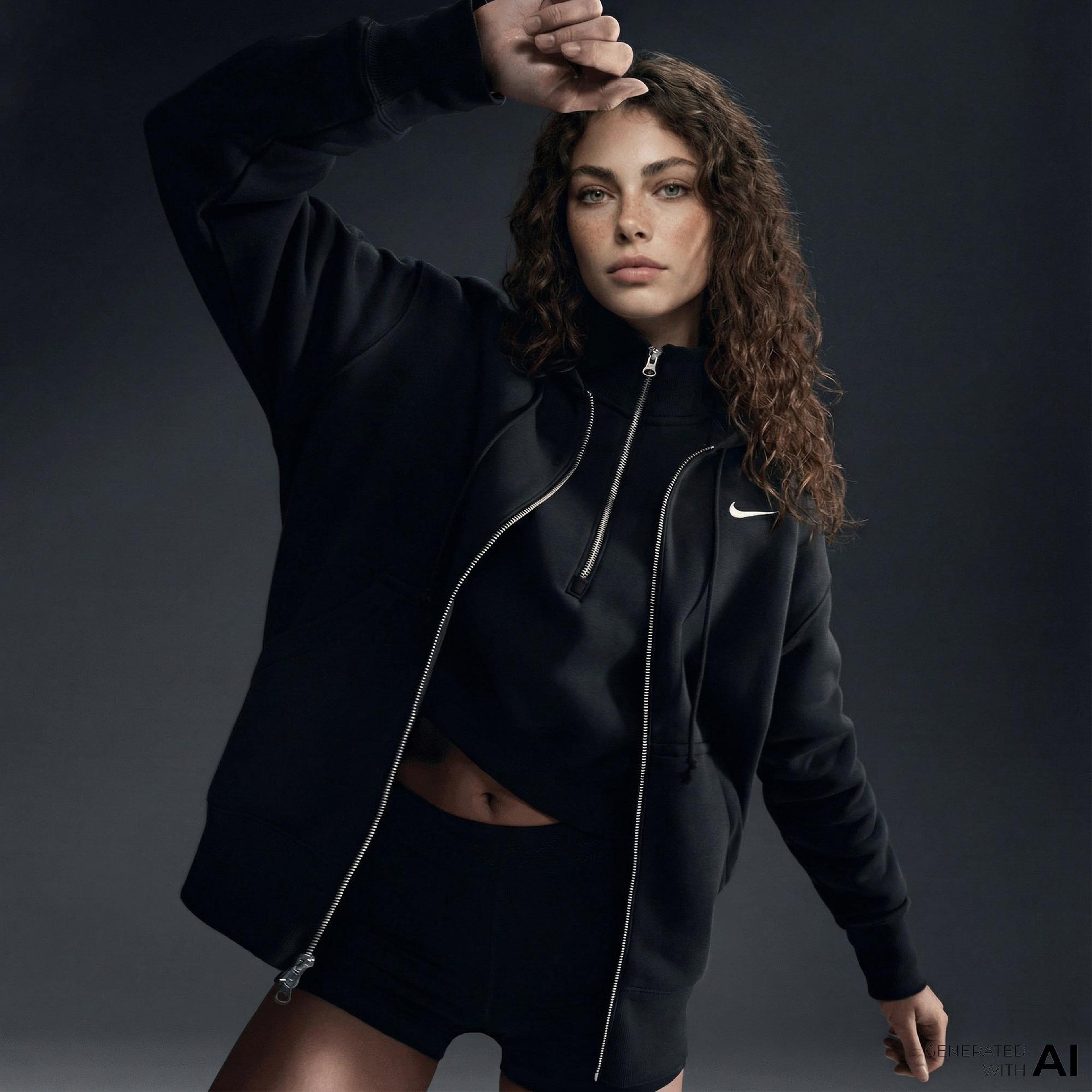 Nike Sportswear Phoenix Fleece Oversize Kadın Siyah Hoodie