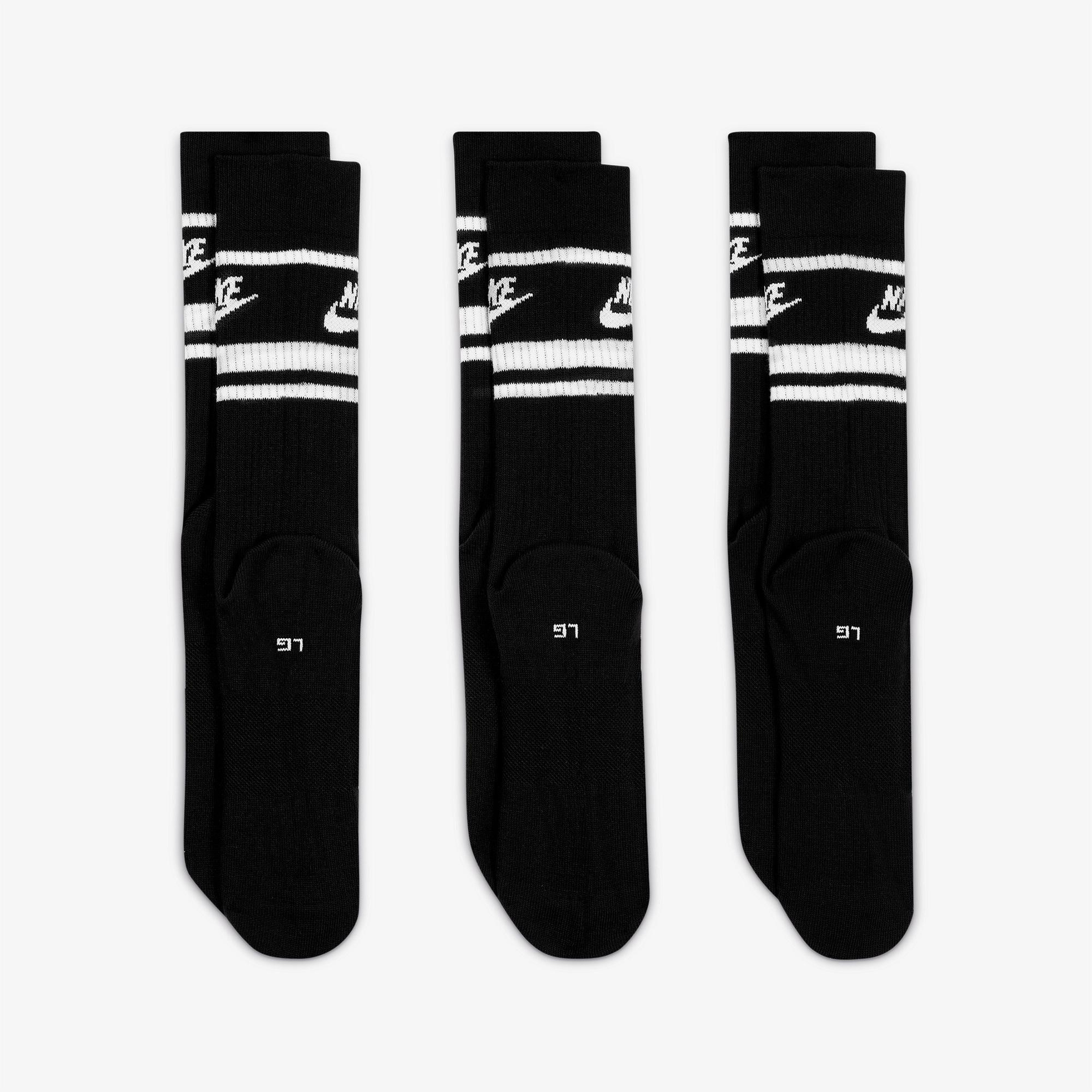 Nike Sportswear Everyday Essential Cr Unisex 3'lü Siyah Çorap