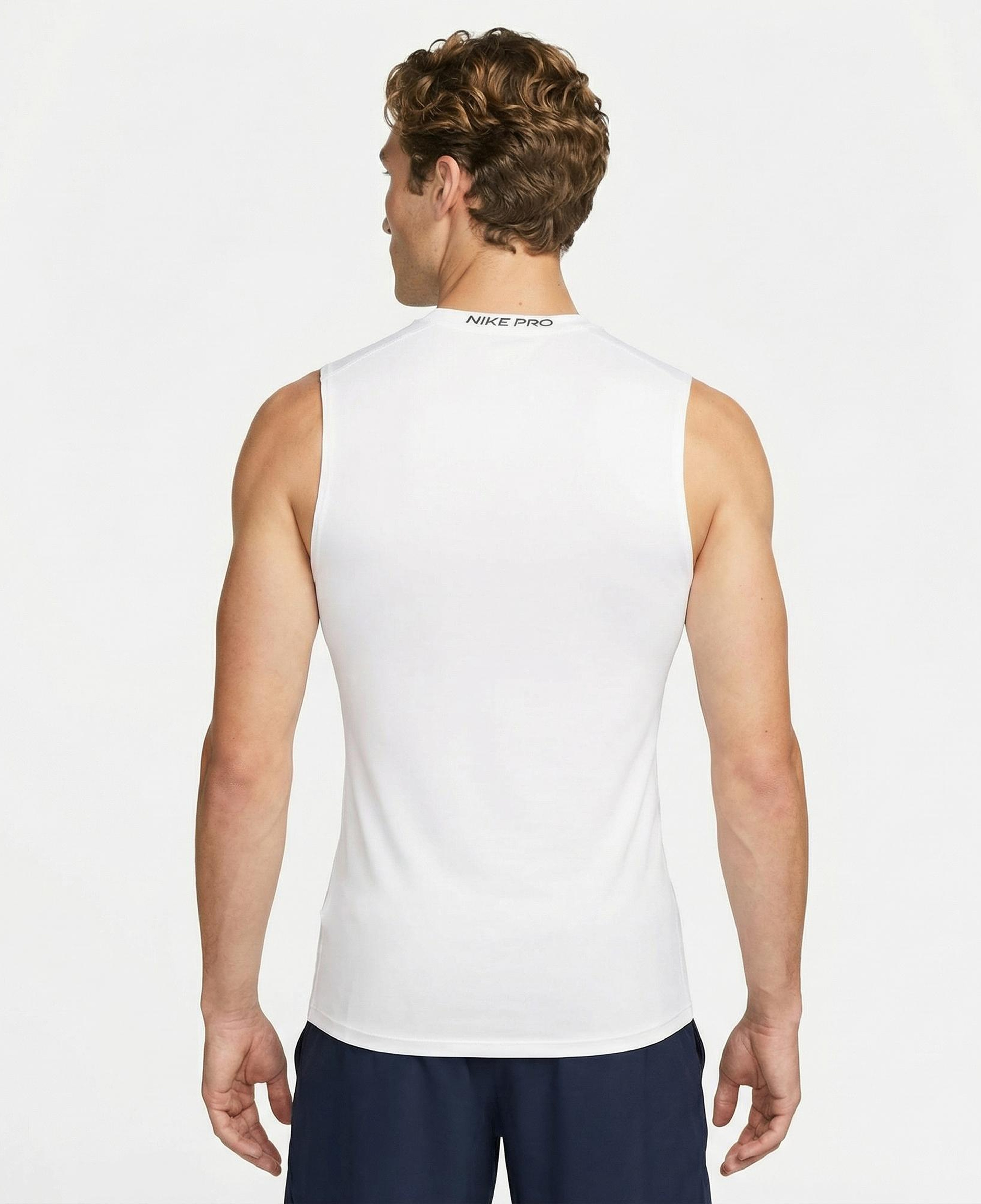 Nike Pro Dri-Fit Erkek Beyaz Kolsuz T-Shirt