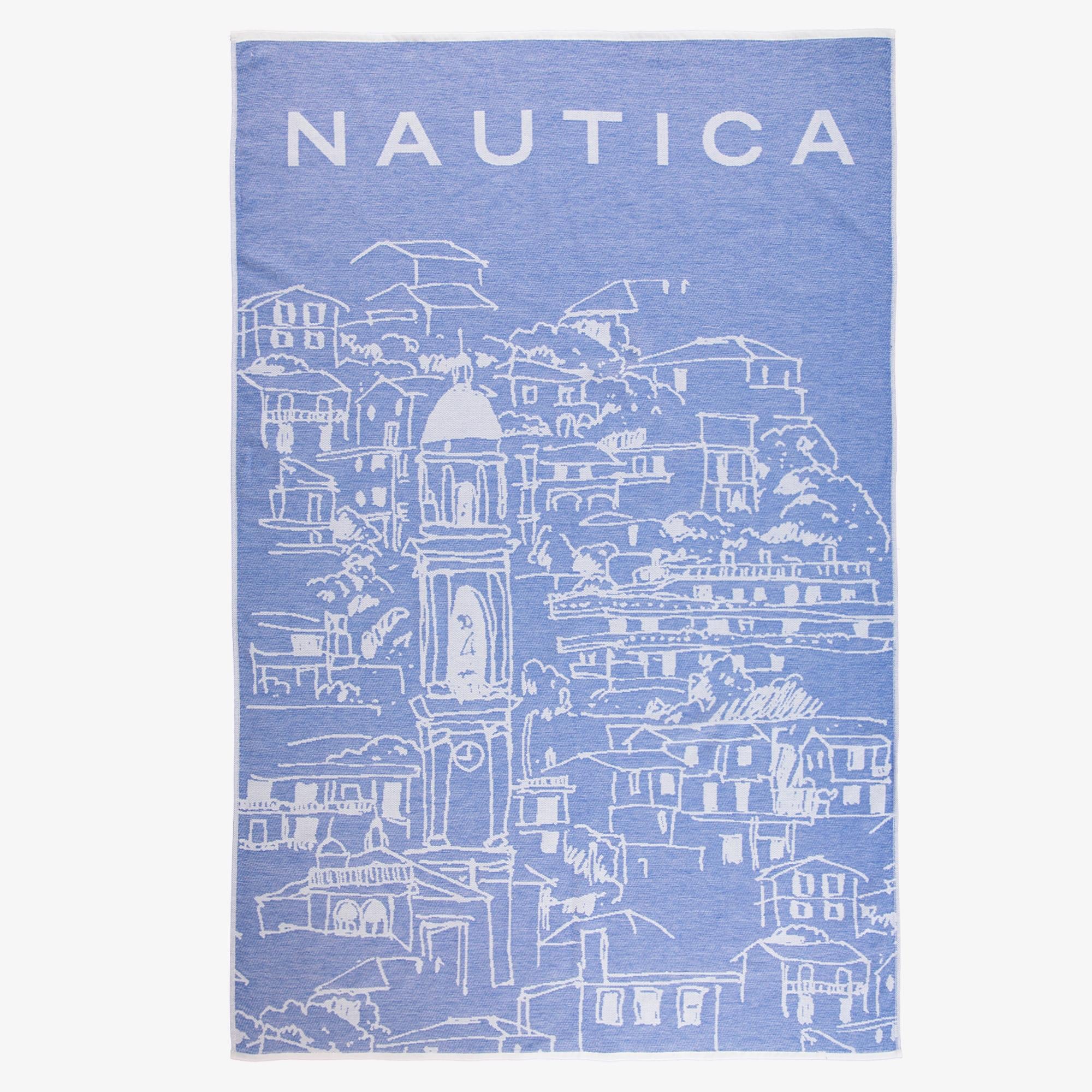 Nautica Unisex Mavi Desenli Havlu