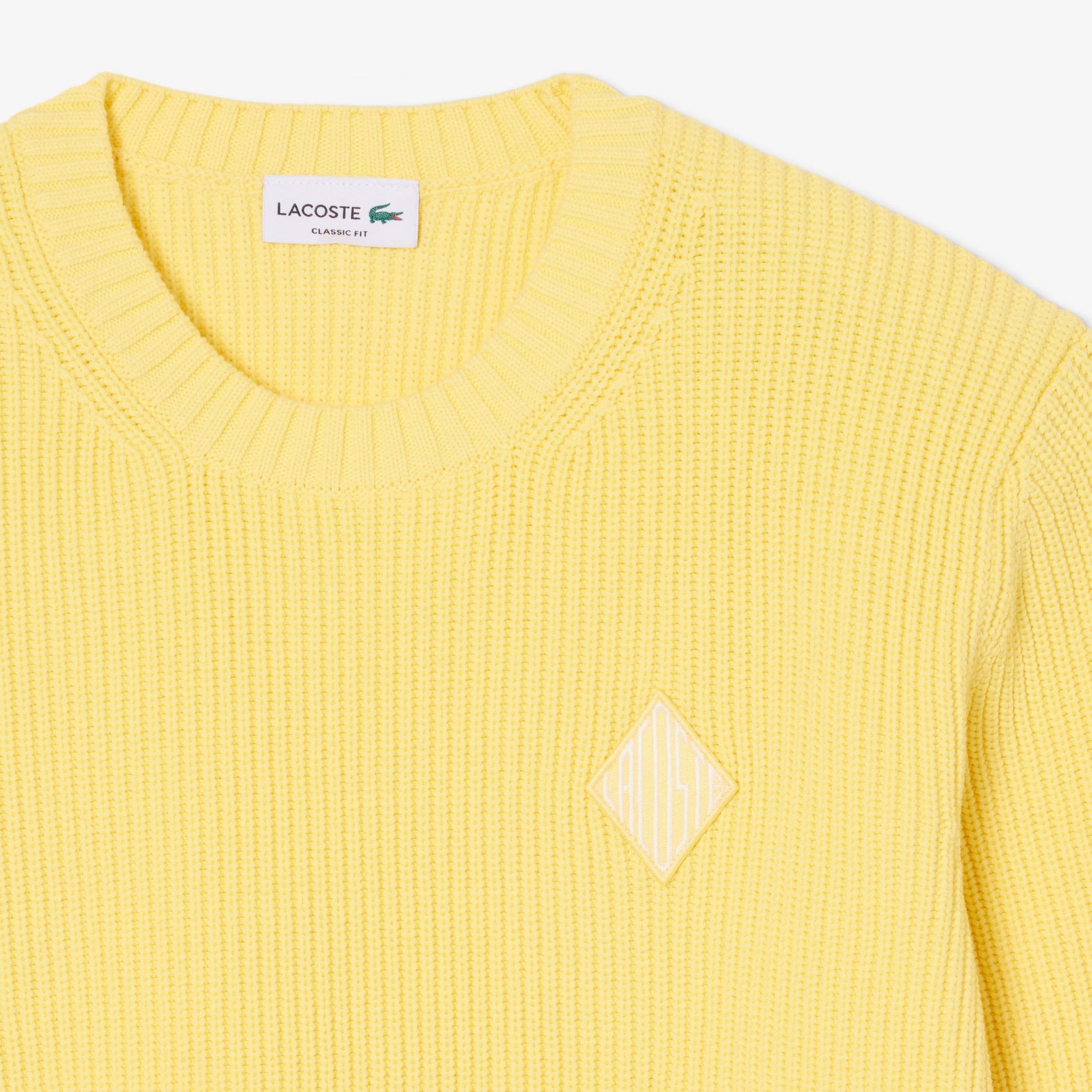 Lacoste Erkek Classic Fit Bisiklet Yaka Sarı Kazak