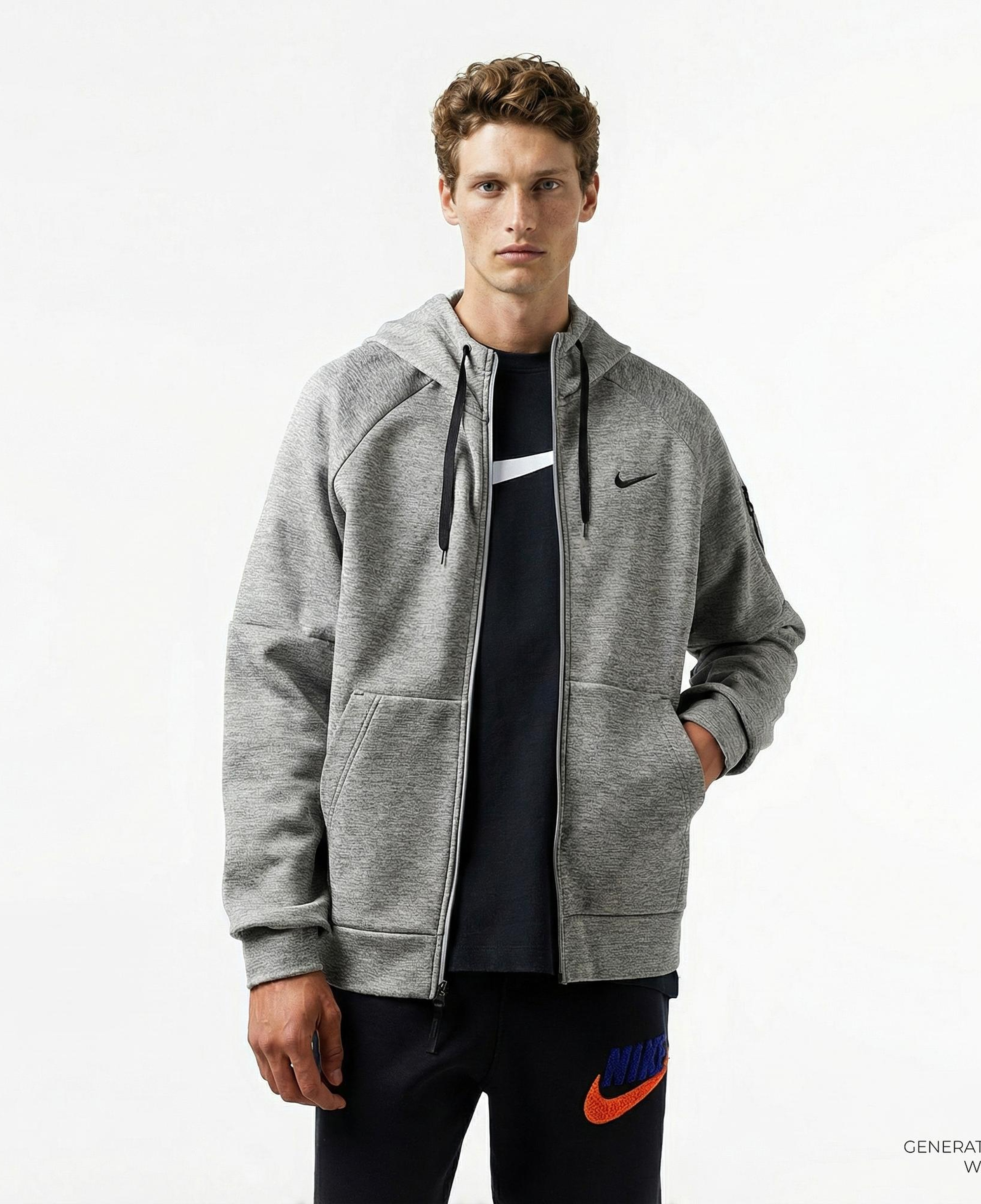 Nike Therma-Fit Full-Zip Erkek Gri Hoodie
