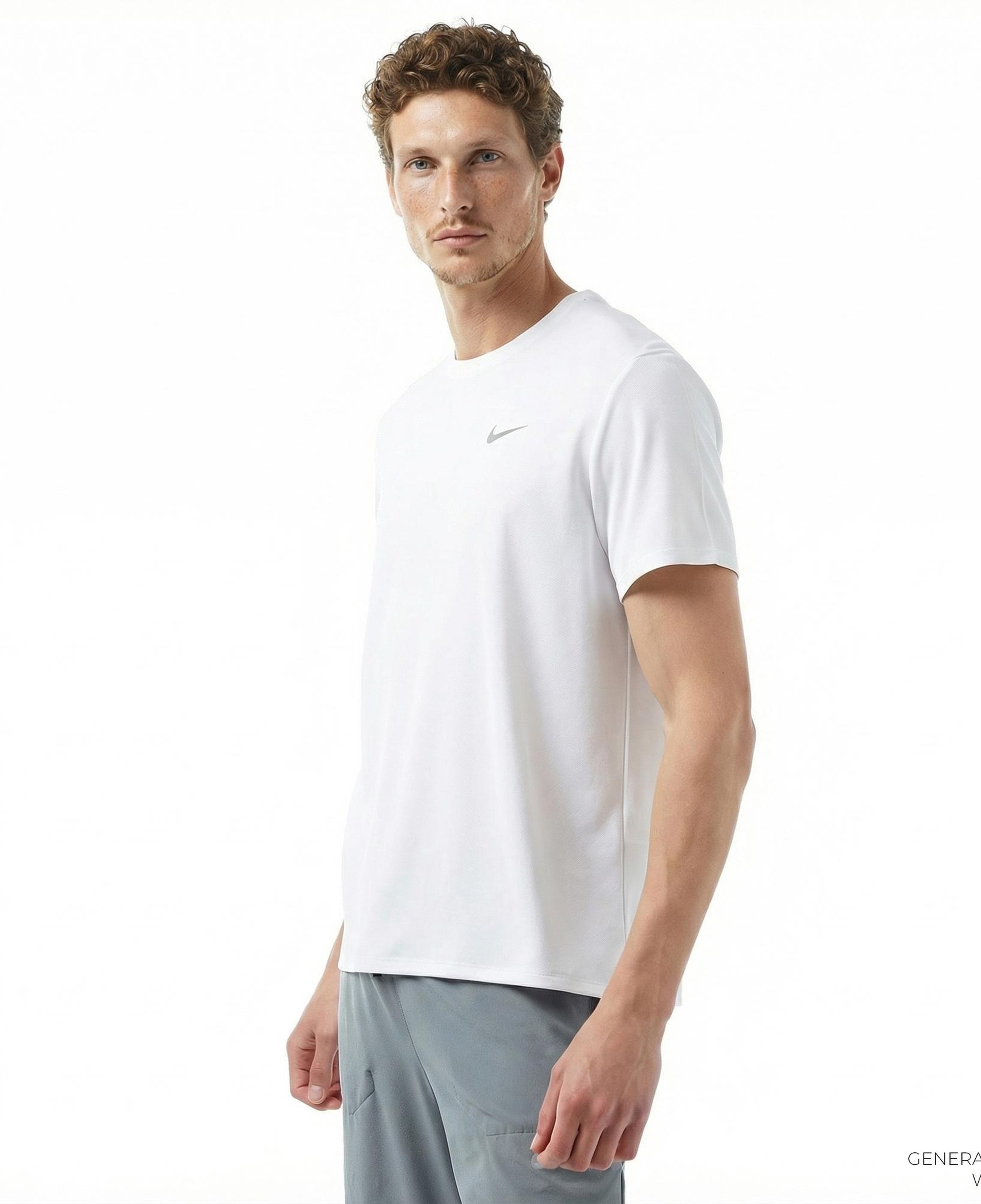 Nike Dri-Fit Miler Erkek Beyaz T-Shirt