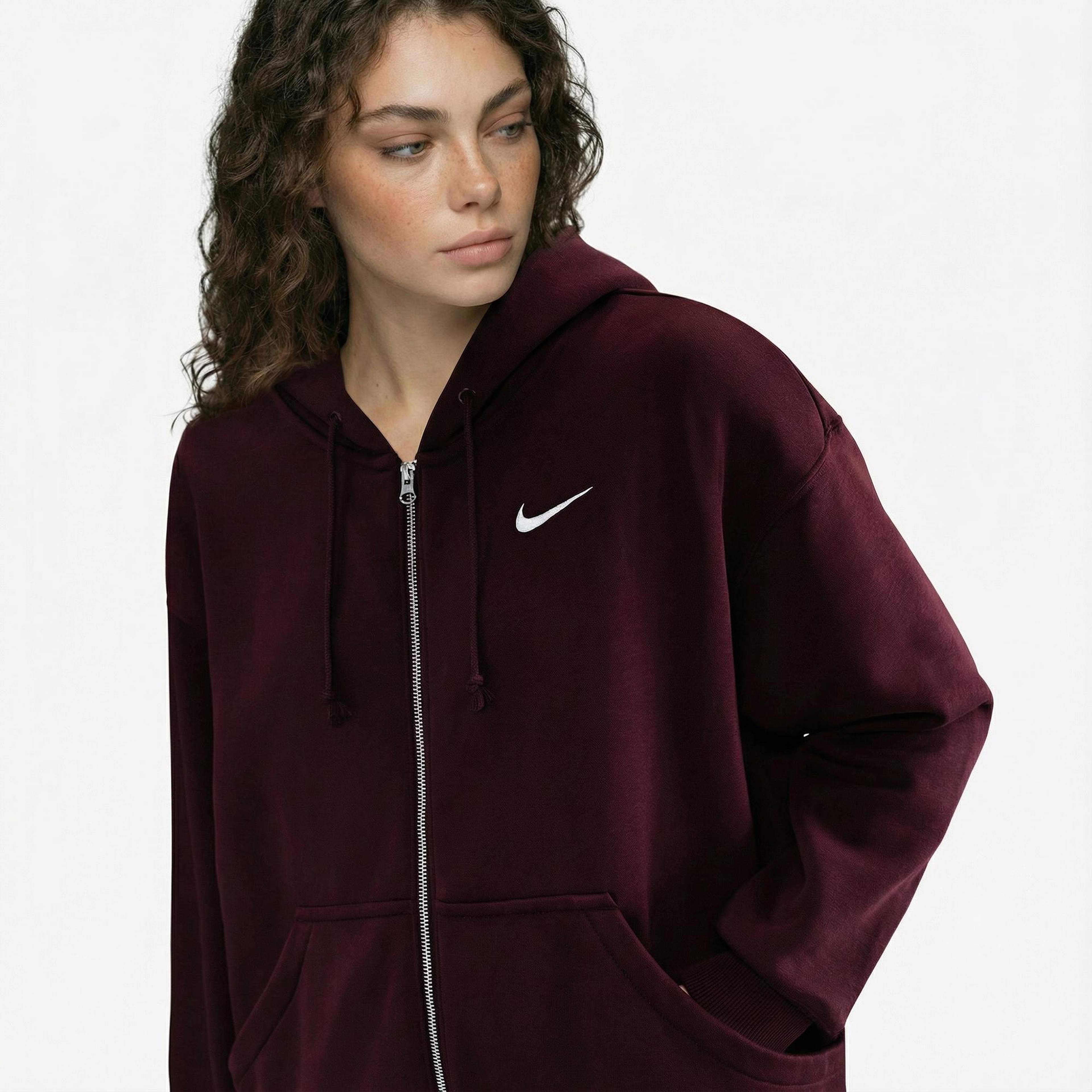 Nike Sportswear Phoenix Fleece Oversize Kadın Bordo Hoodie
