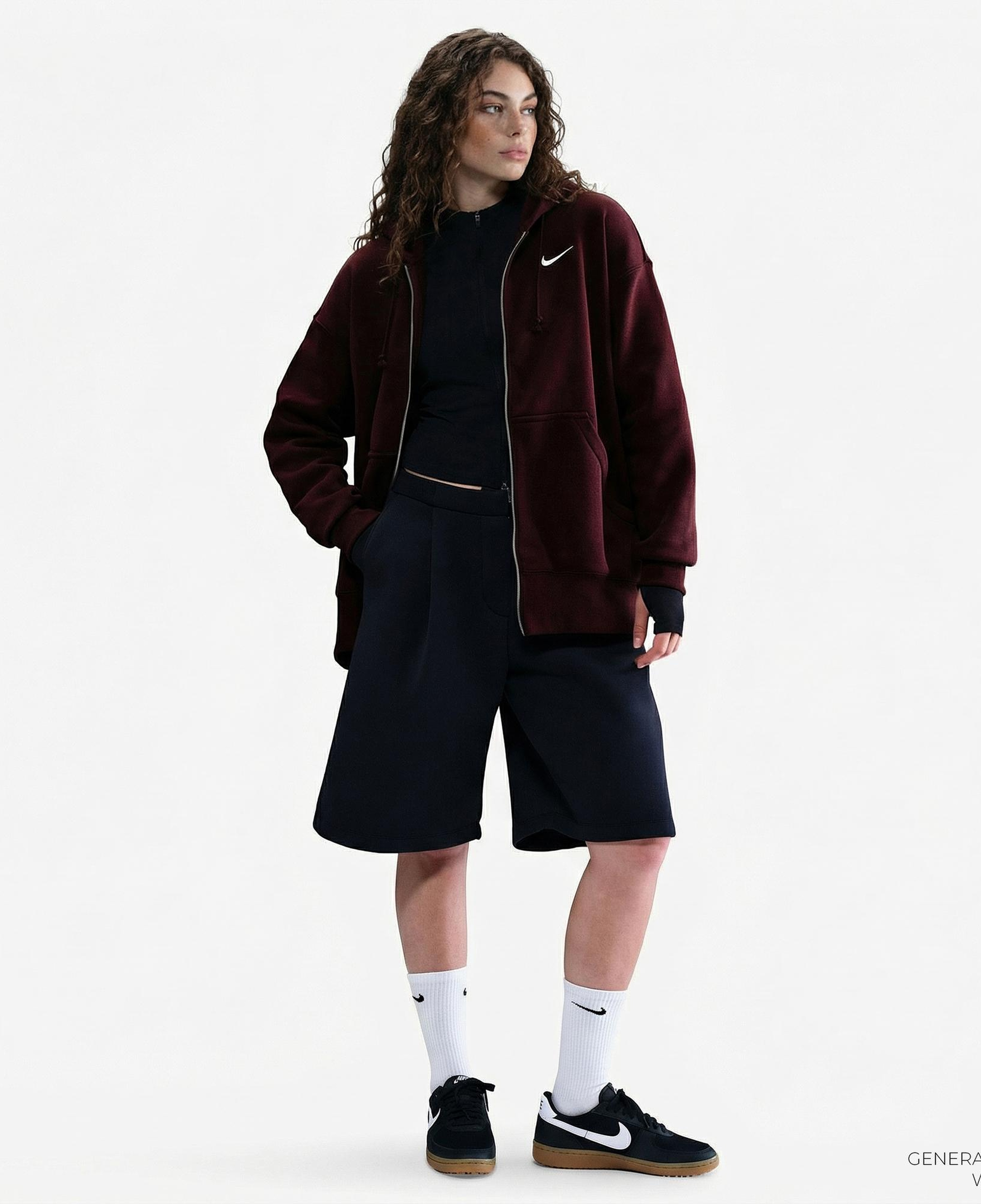 Nike Sportswear Phoenix Fleece Oversize Kadın Bordo Hoodie