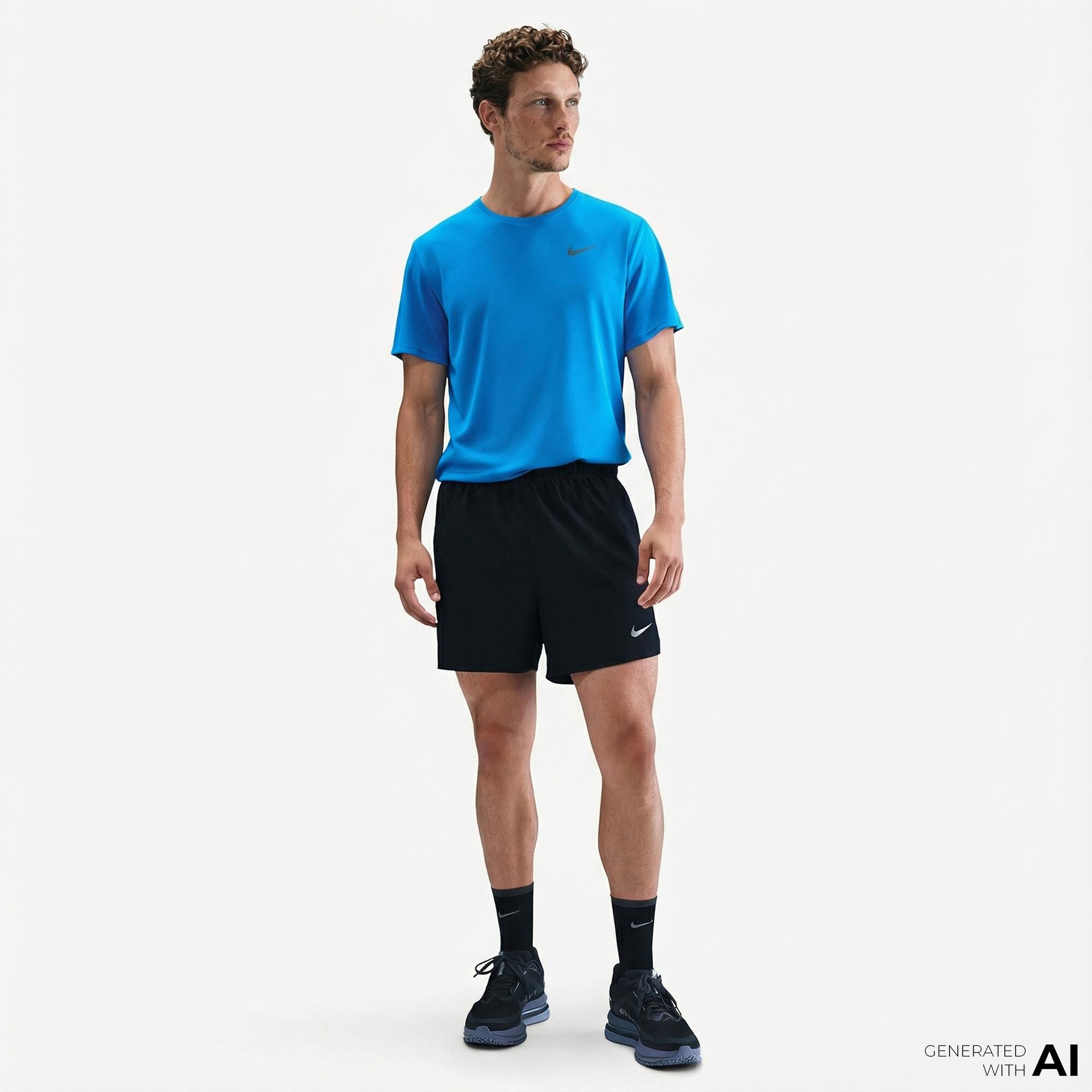 Nike Dri-Fit Miler Erkek Mavi T-Shirt