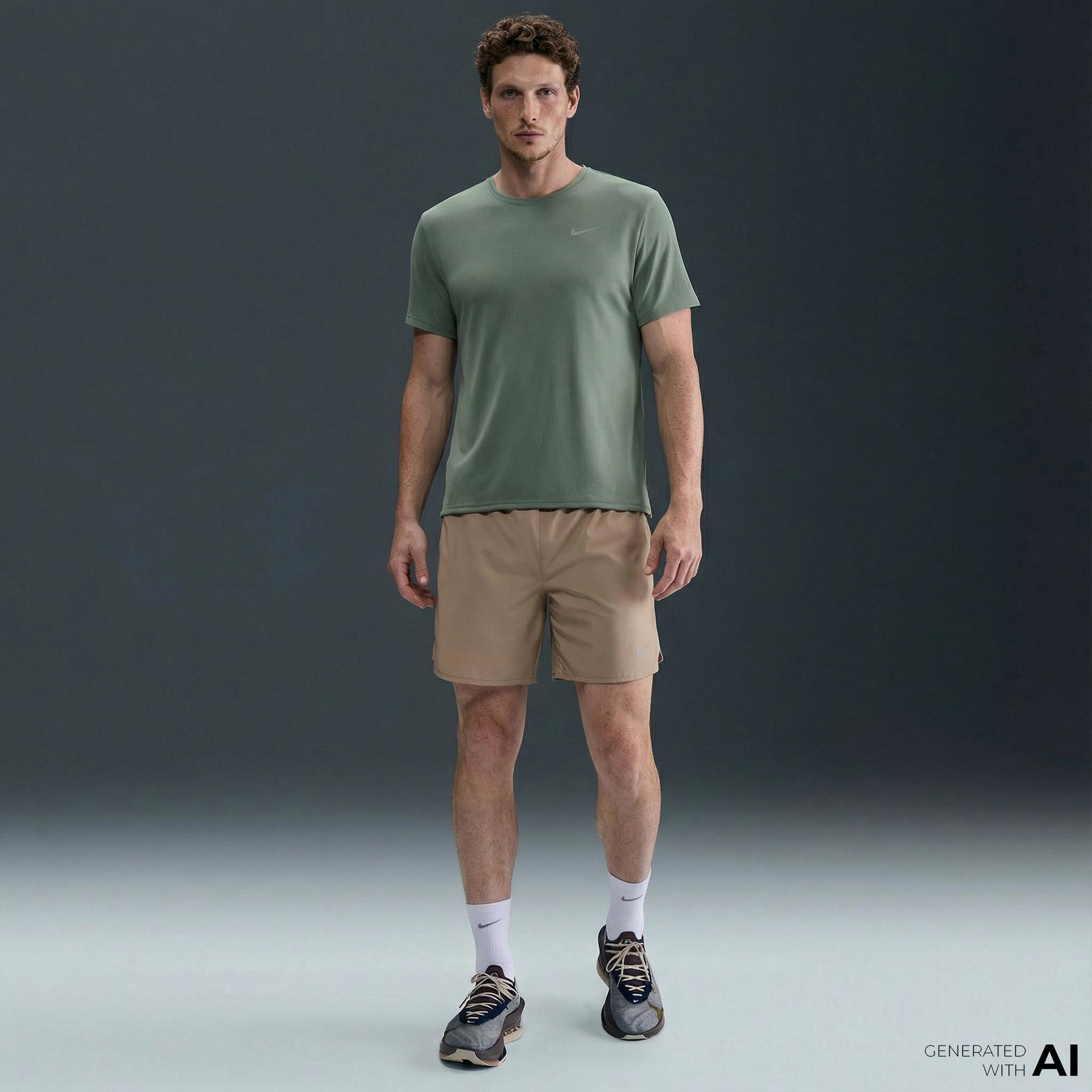 Nike Dri-Fit Miler Erkek Yeşil T-Shirt