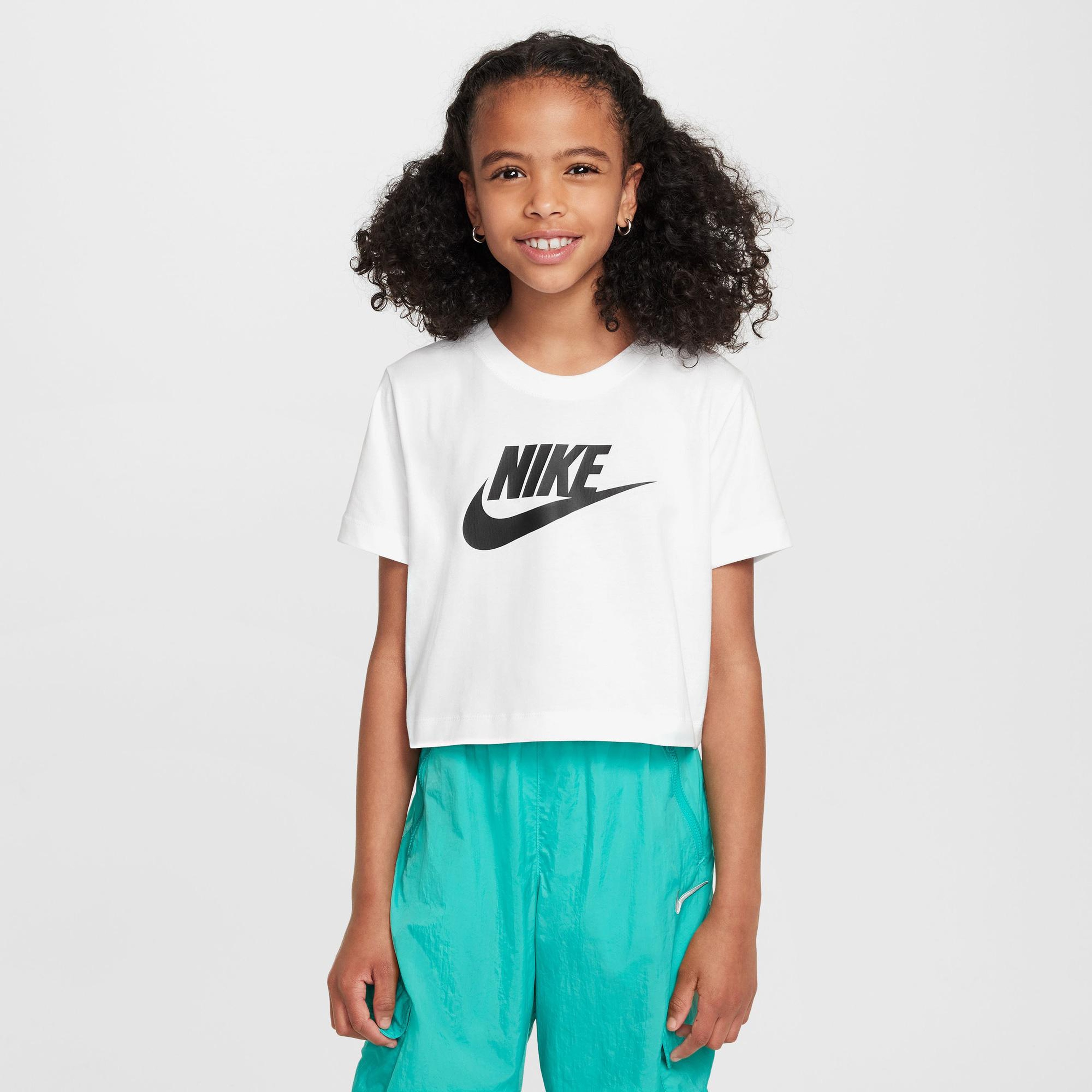 Nike Sportswear Futura Çocuk Beyaz Crop T-Shirt