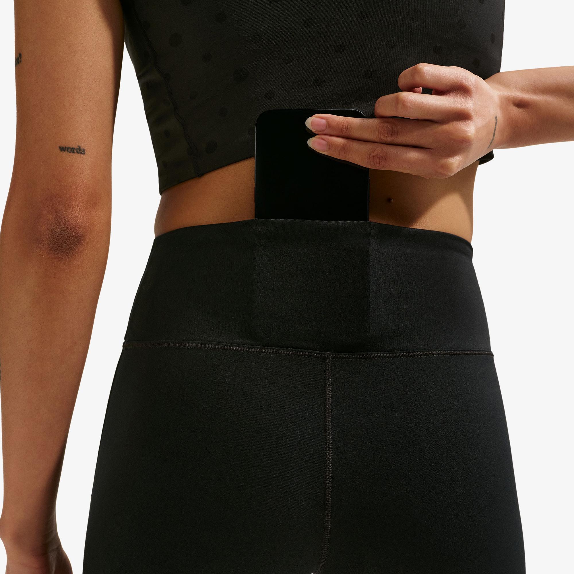 Nike Dri-Fit One Yüksel Belli 13 cm Kadın Siyah Kısa Tayt