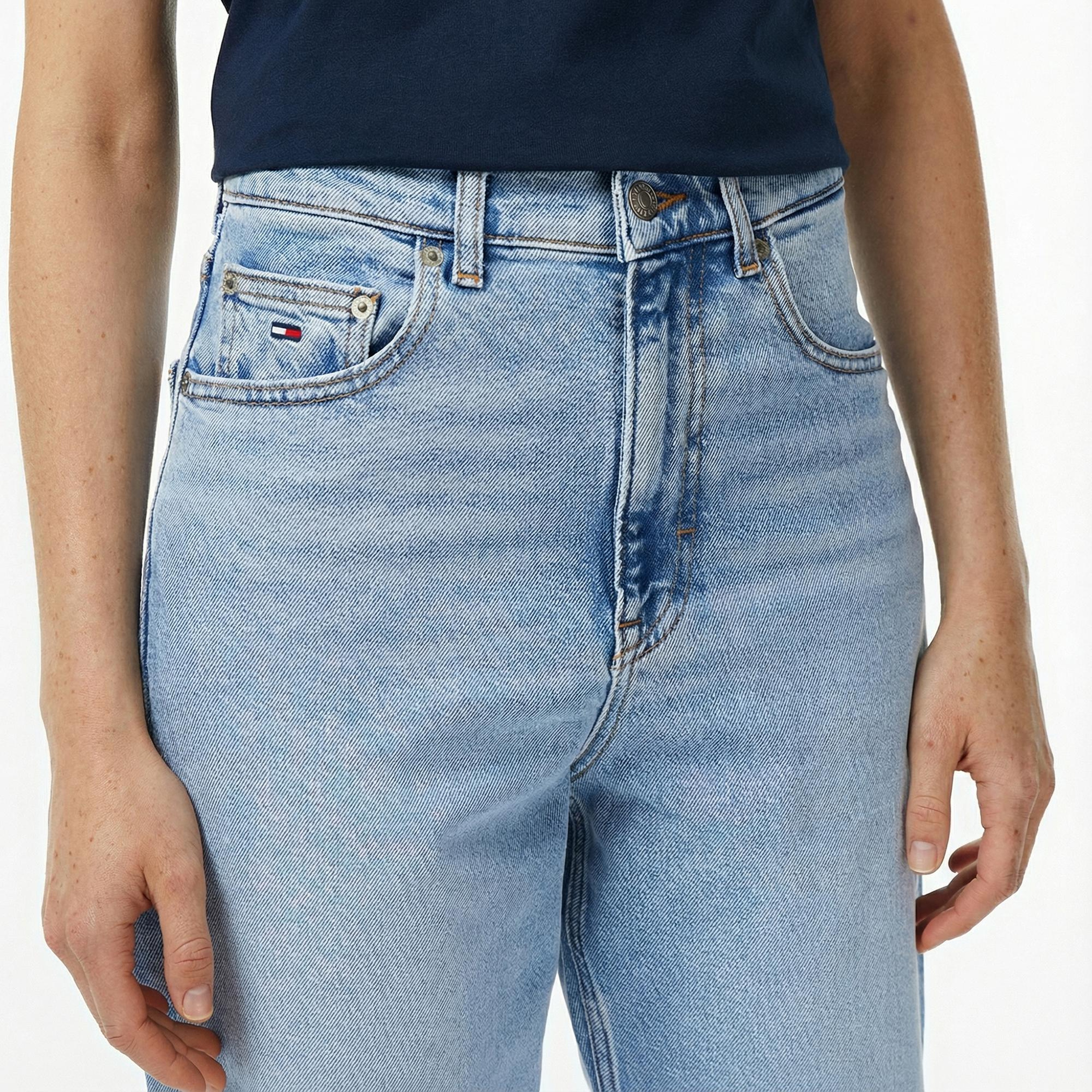 Tommy Hilfiger Mom Kadın Tapered Mavi Jean Pantolon