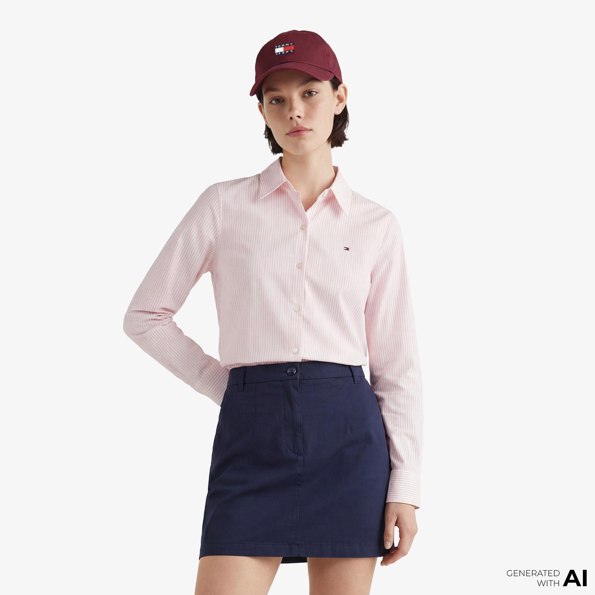 Tommy Hilfiger Essentials Poplin Kadın Pembe Gömlek