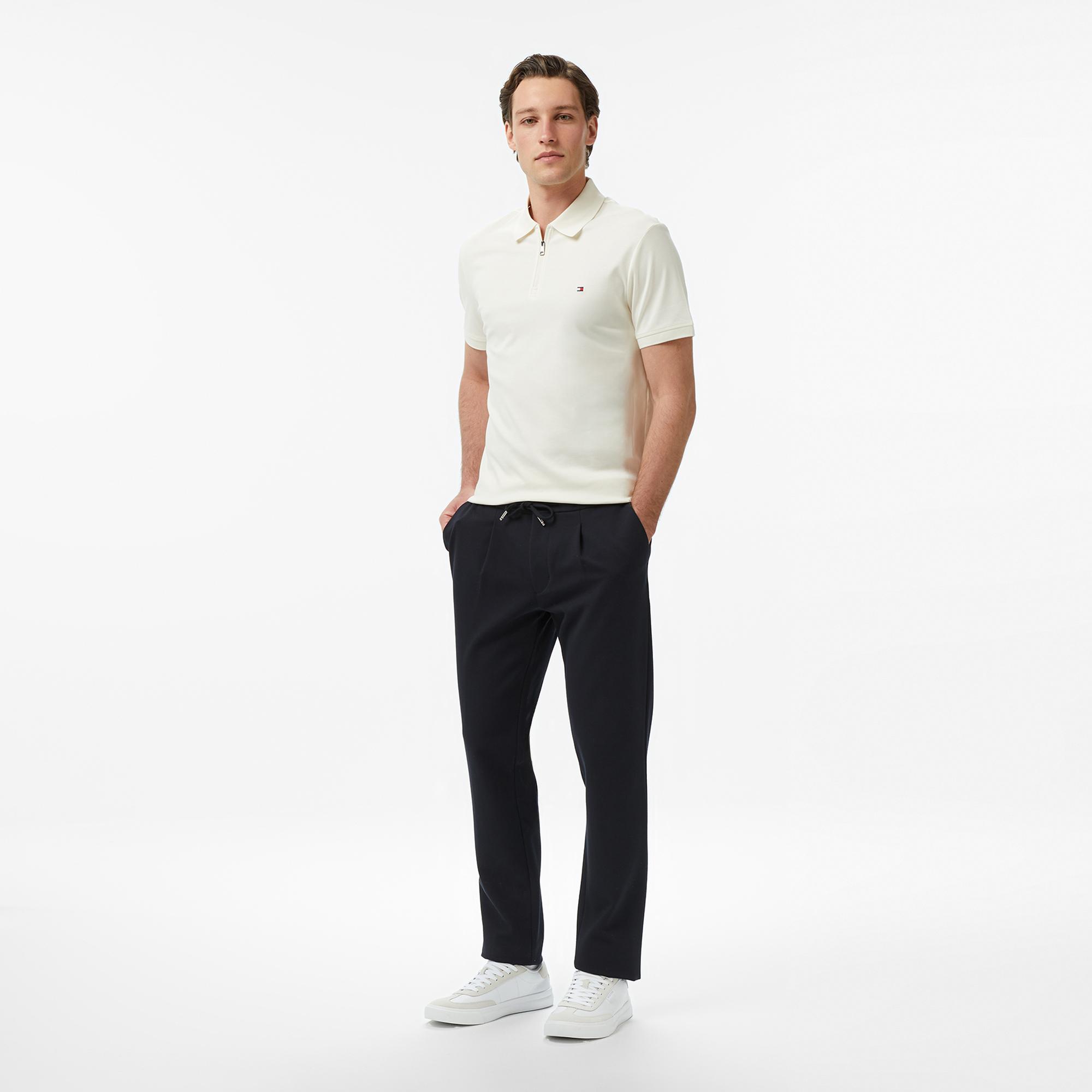 Tommy Hilfiger Elevated Essentials Erkek Krem Rengi Polo Yaka T-Shirt