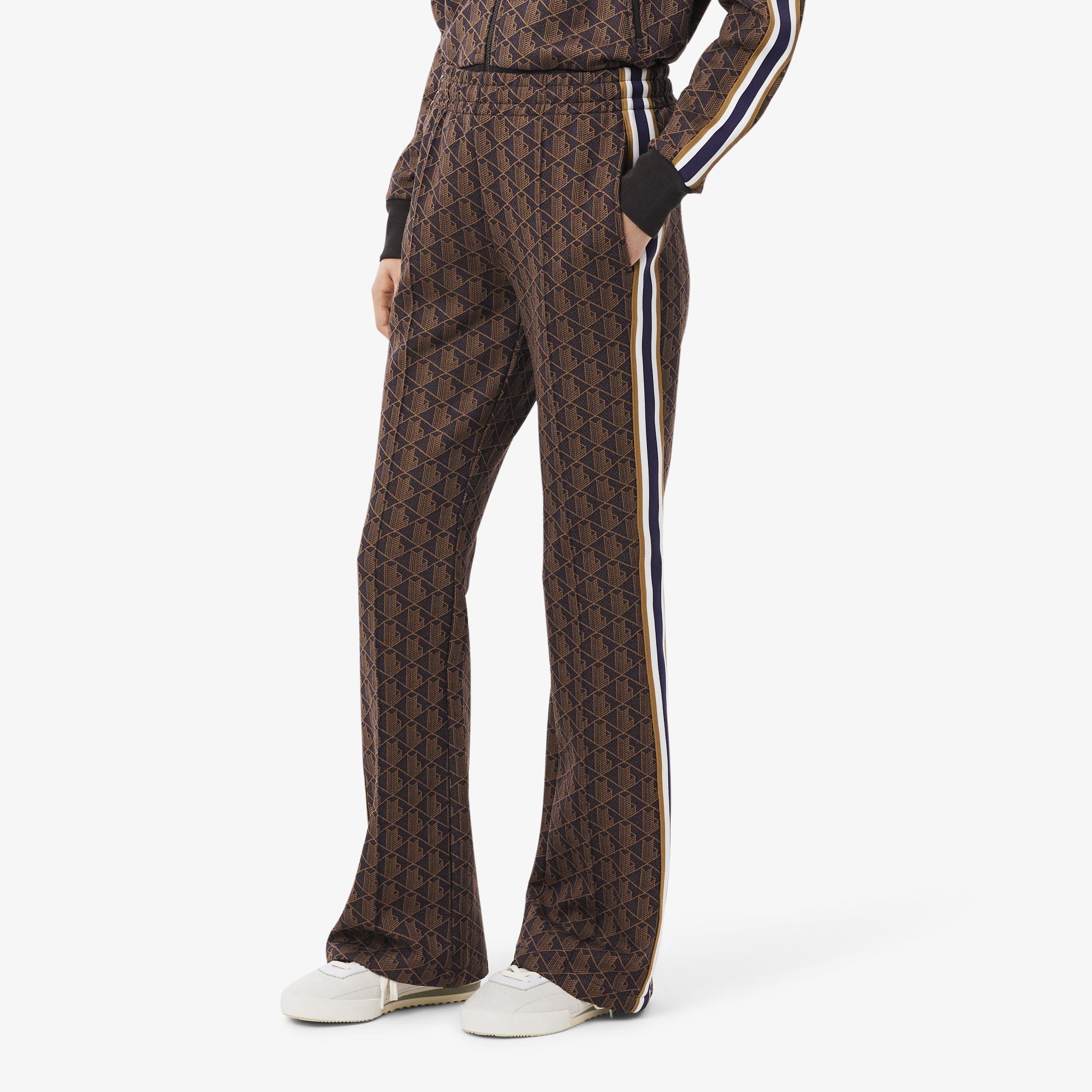 Lacoste Kadın Flare Fit Monogram Kahverengi Eşofman Altı