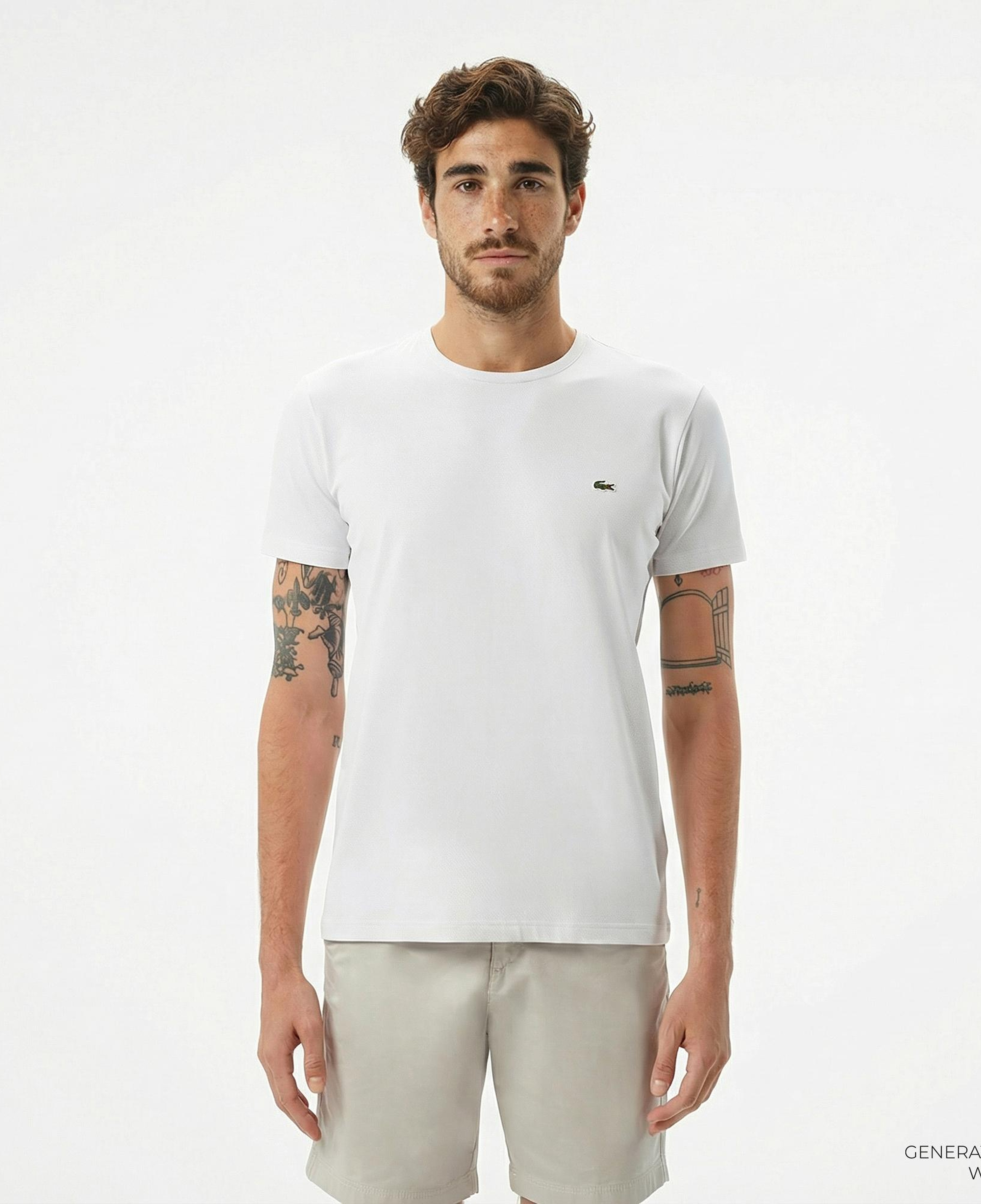 Lacoste Erkek Slim Fit Bisiklet Yaka Beyaz T-Shirt