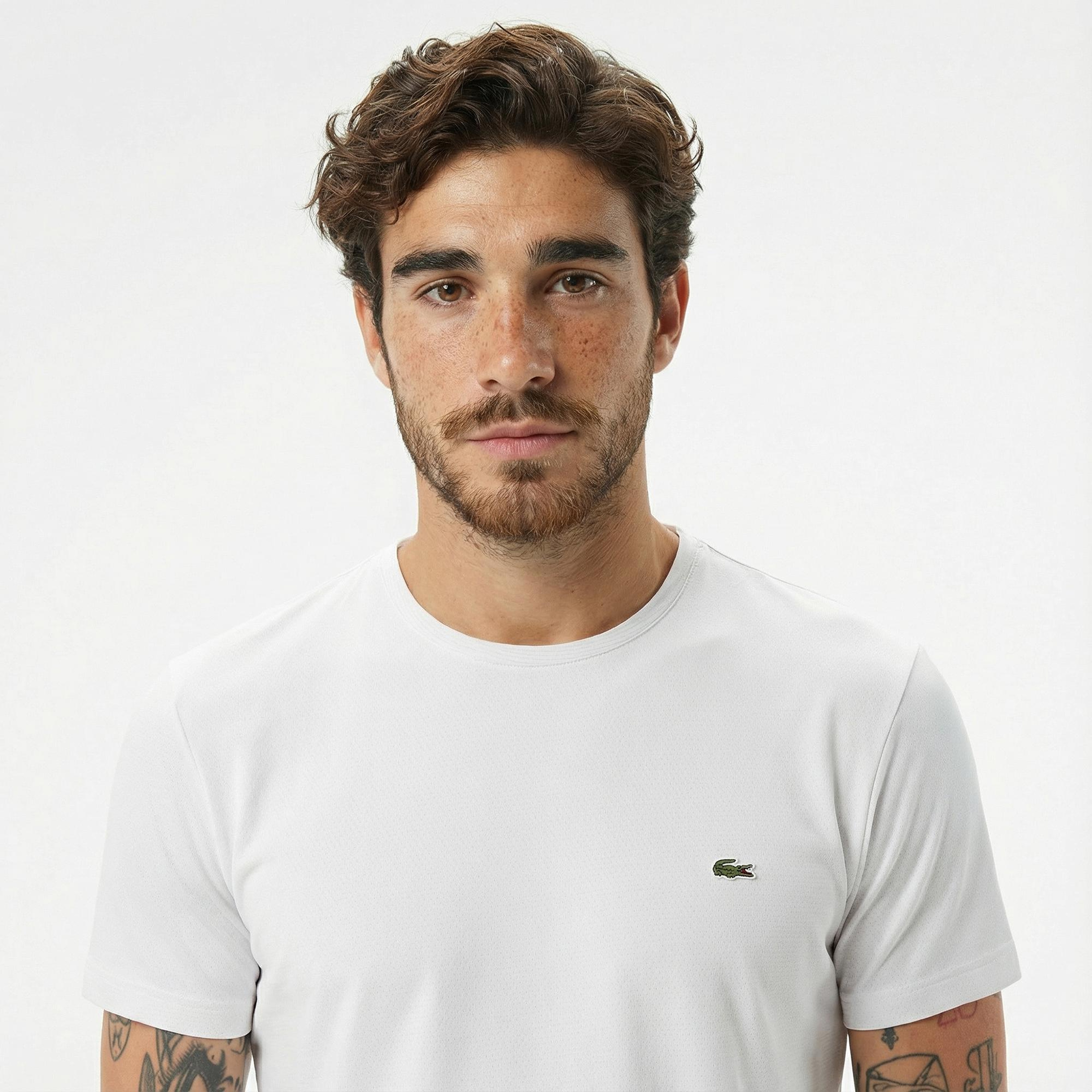 Lacoste Erkek Slim Fit Bisiklet Yaka Beyaz T-Shirt