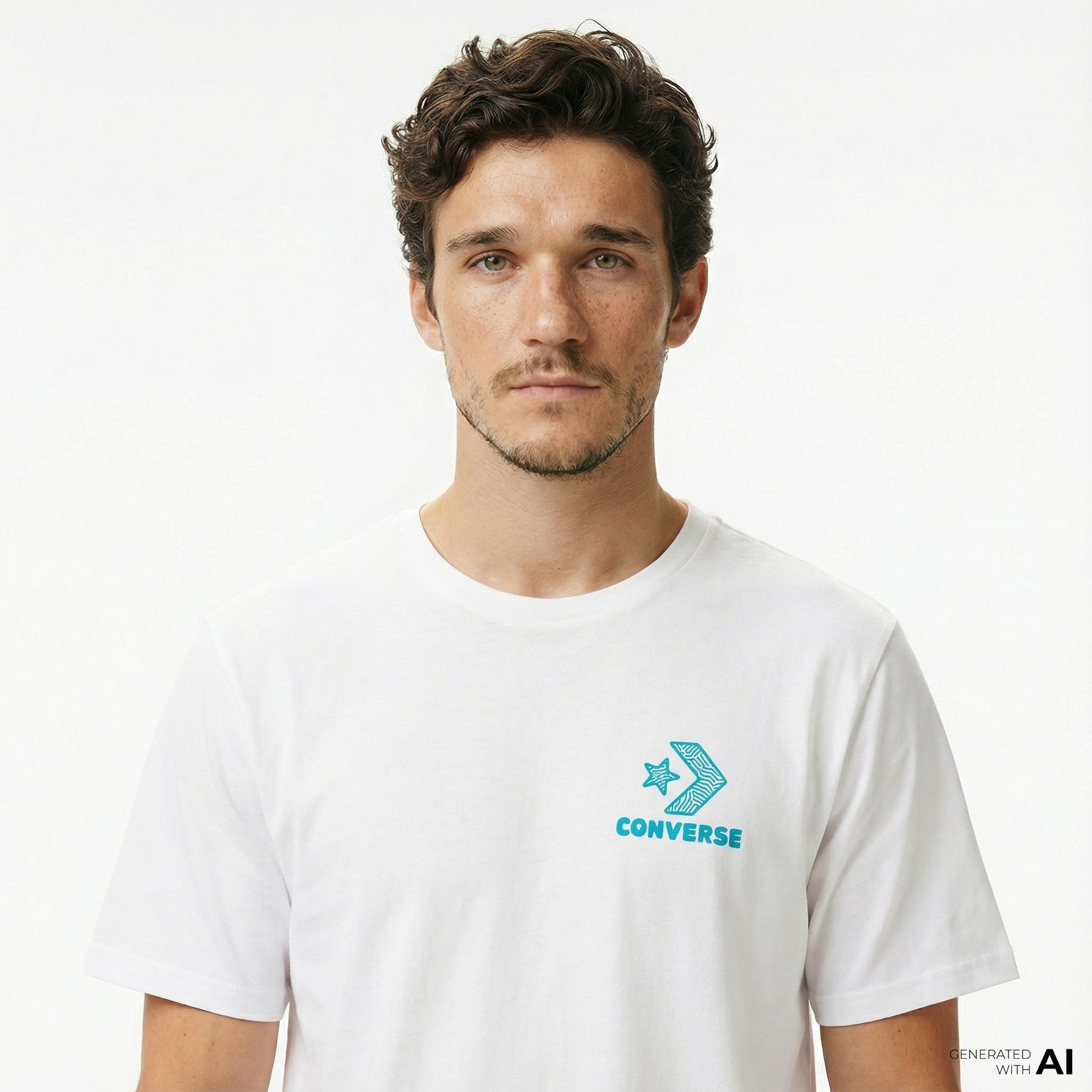 Converse Erkek Grafik Baskılı Beyaz T-Shirt