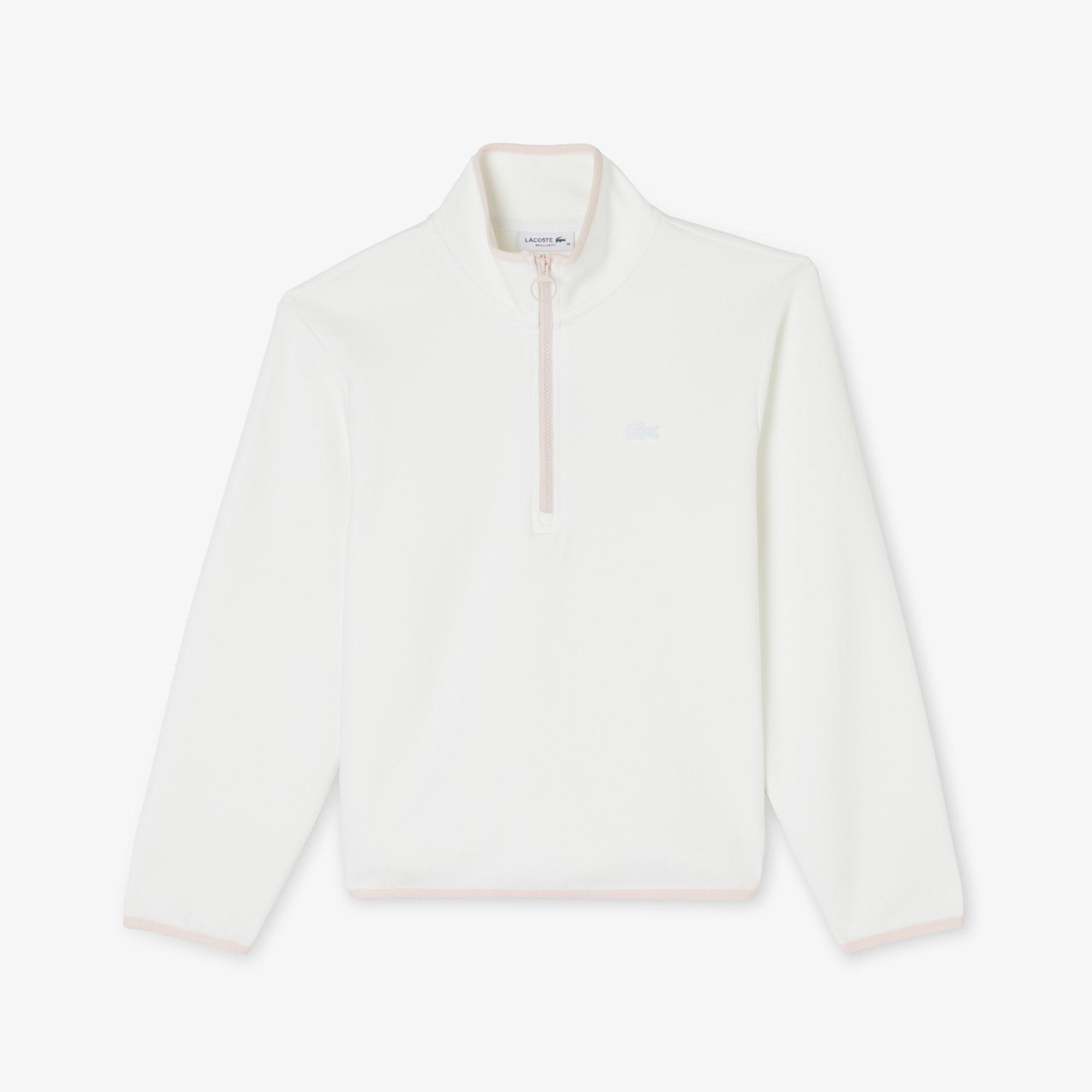 Lacoste Kadın Regular Fit Yarım Fermuarlı Beyaz Sweatshirt