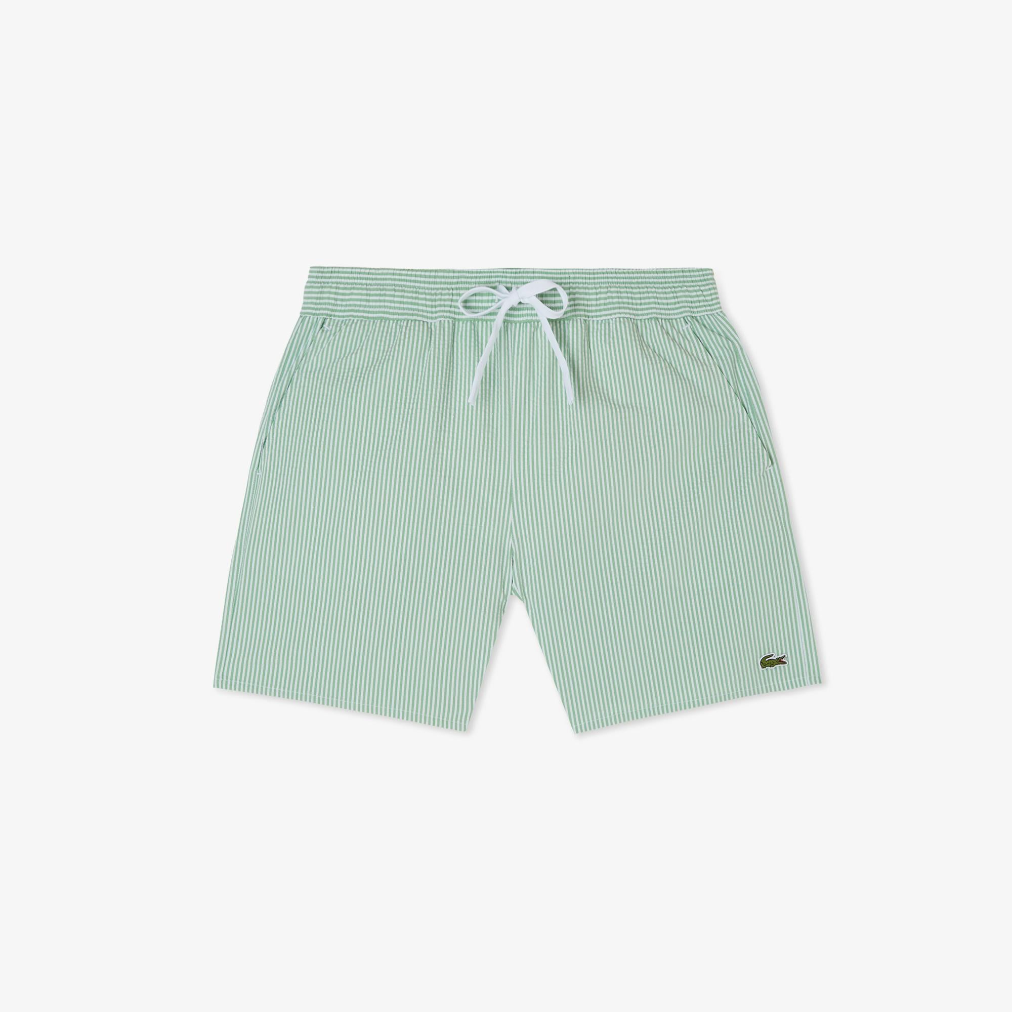 Lacoste Erkek Çizgili Yeşil Deniz Şortu