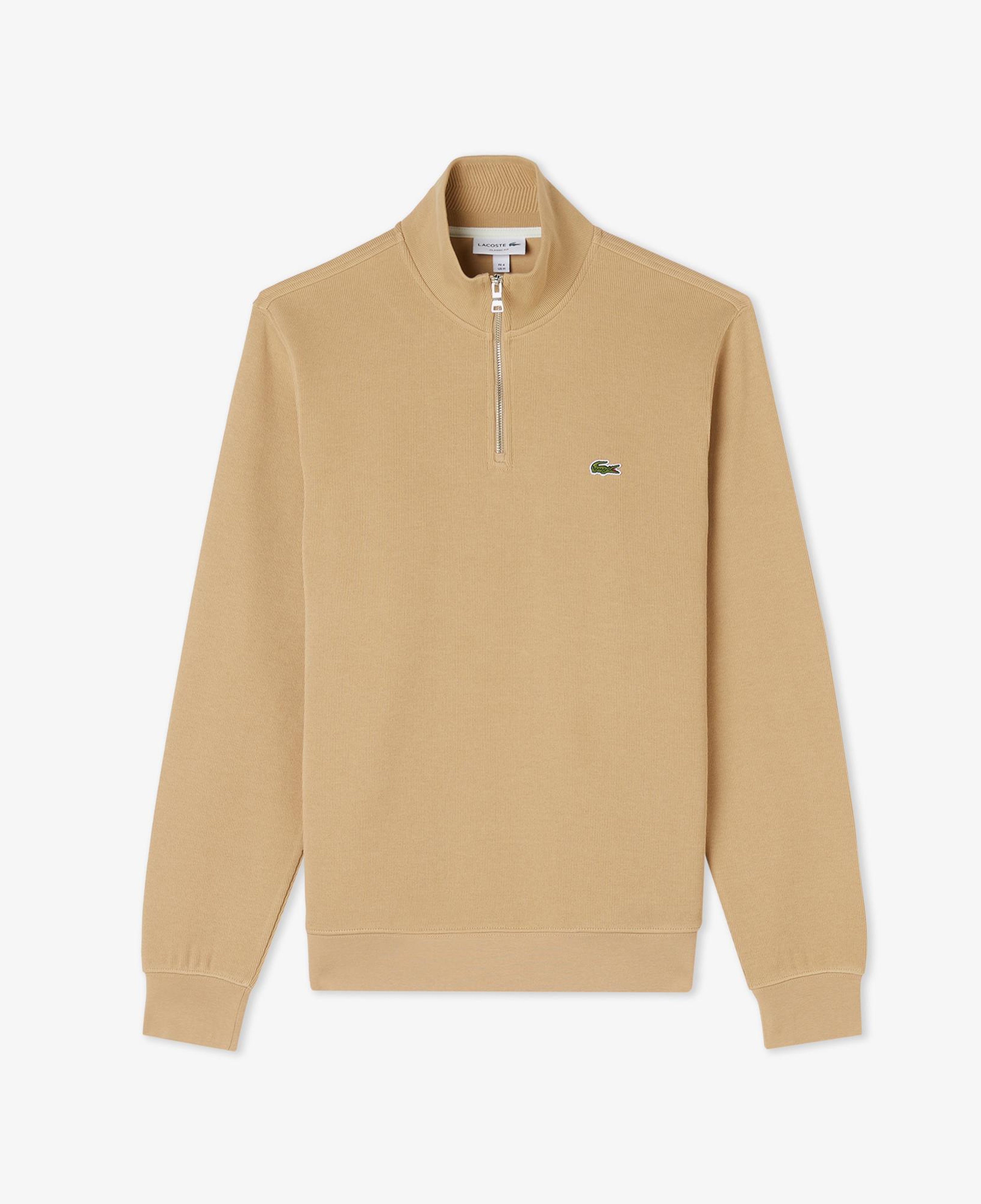 Lacoste Erkek Classic Fit Yarım Fermuarlı Bej Sweatshirt