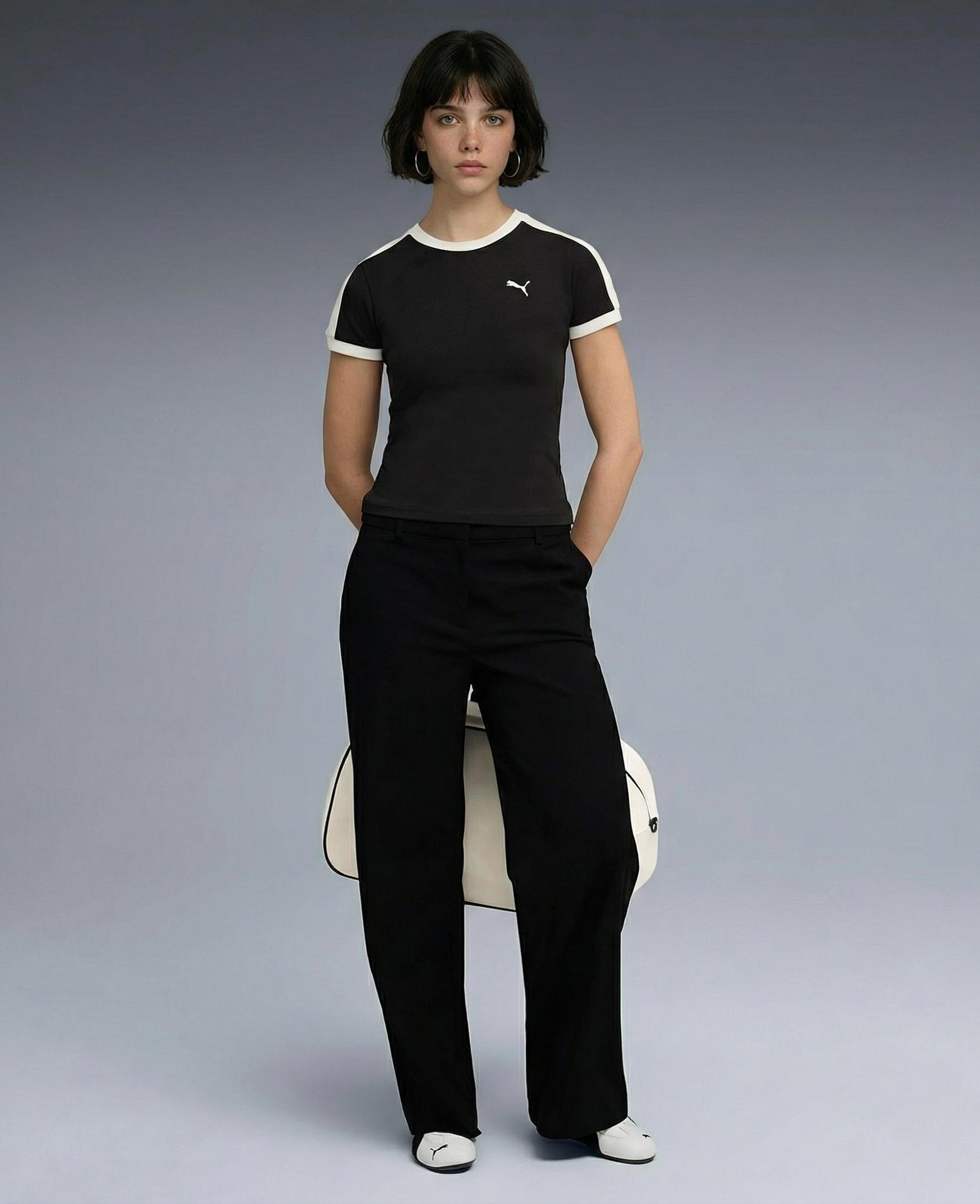 Puma T7 Slim  Kadın Siyah T-Shirt