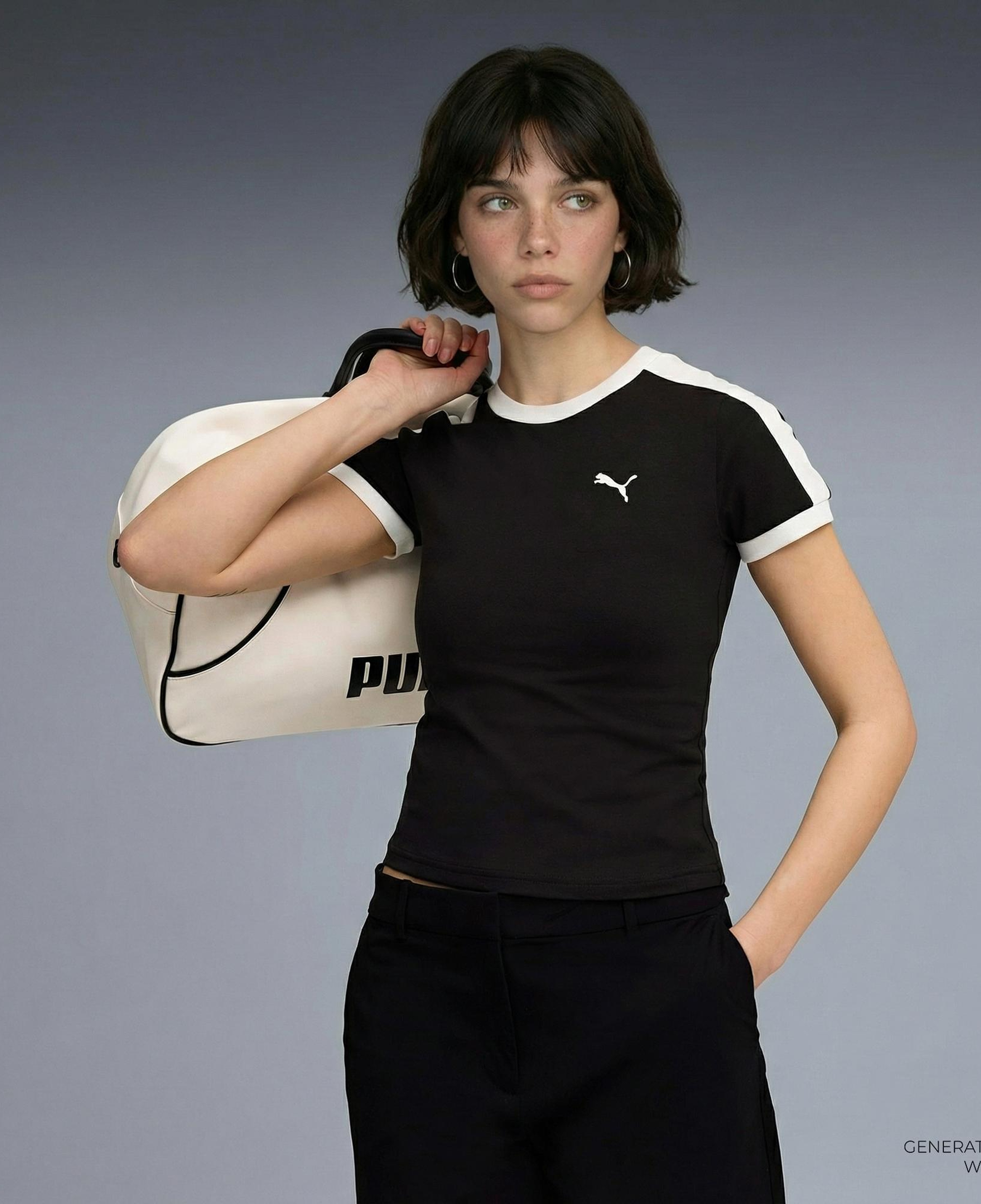 Puma T7 Slim  Kadın Siyah T-Shirt